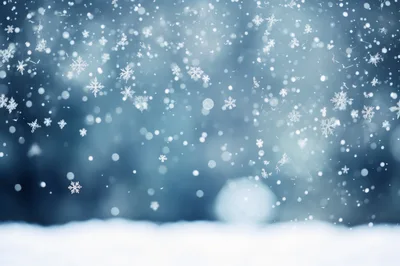 Falling Snowflakes Against A Blurred Winter Background