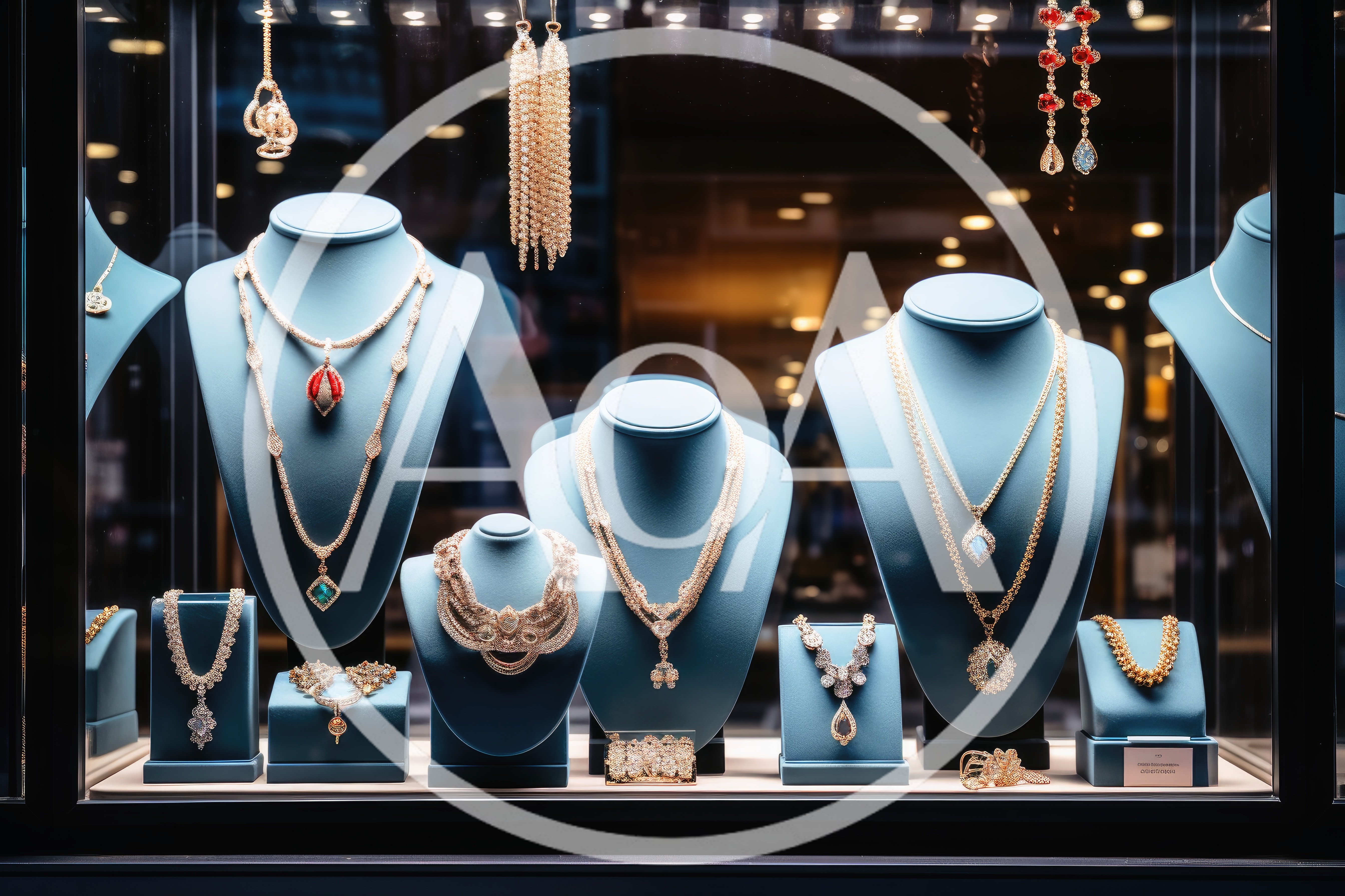 Luxury Jewelry Display In A High End Boutique Window