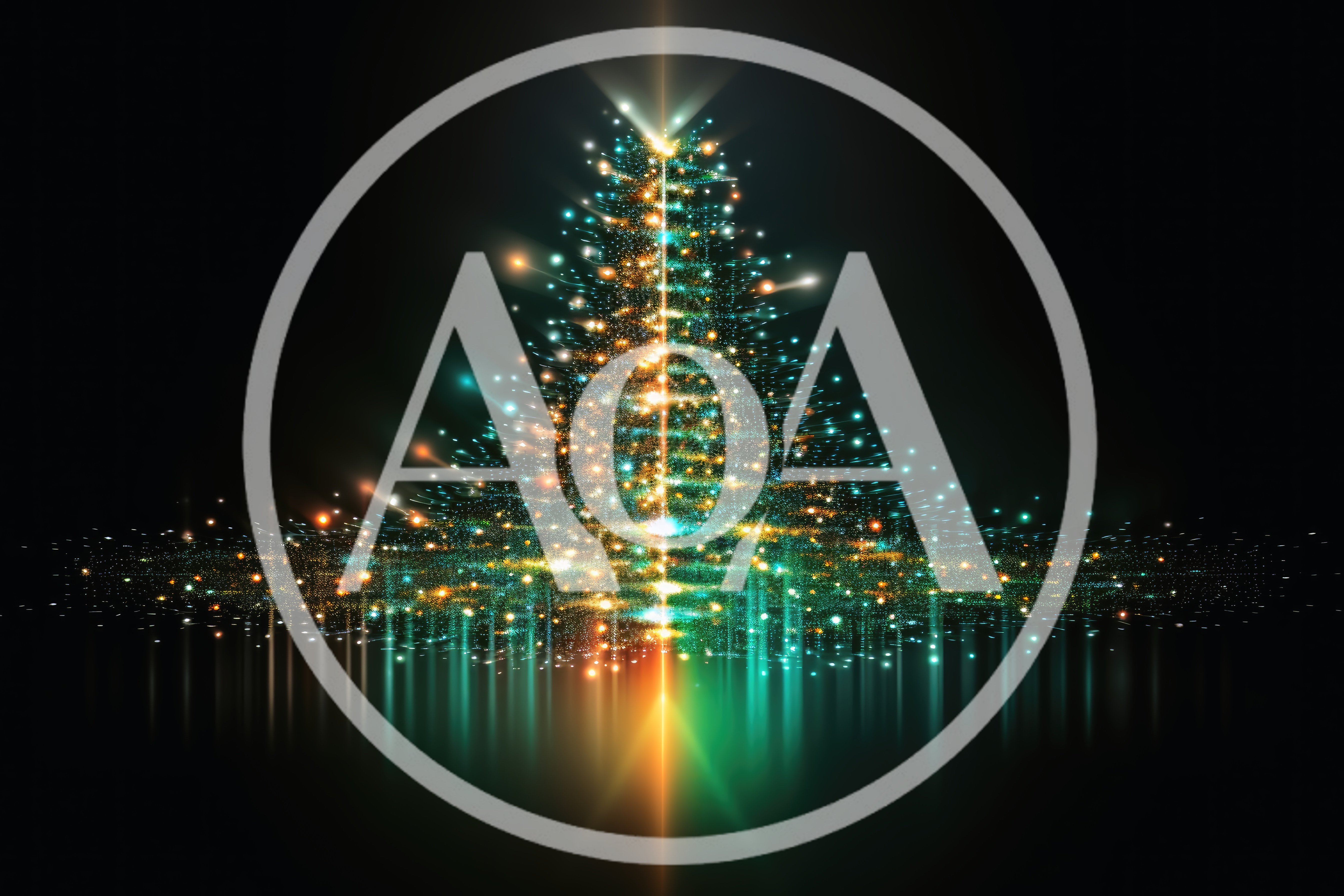 Abstract Digital Christmas Tree With Glowing Particle Effects