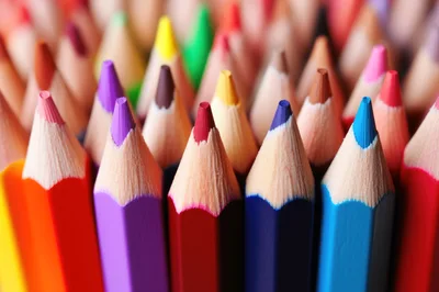 Close Up Of Colorful Sharpened Pencils
