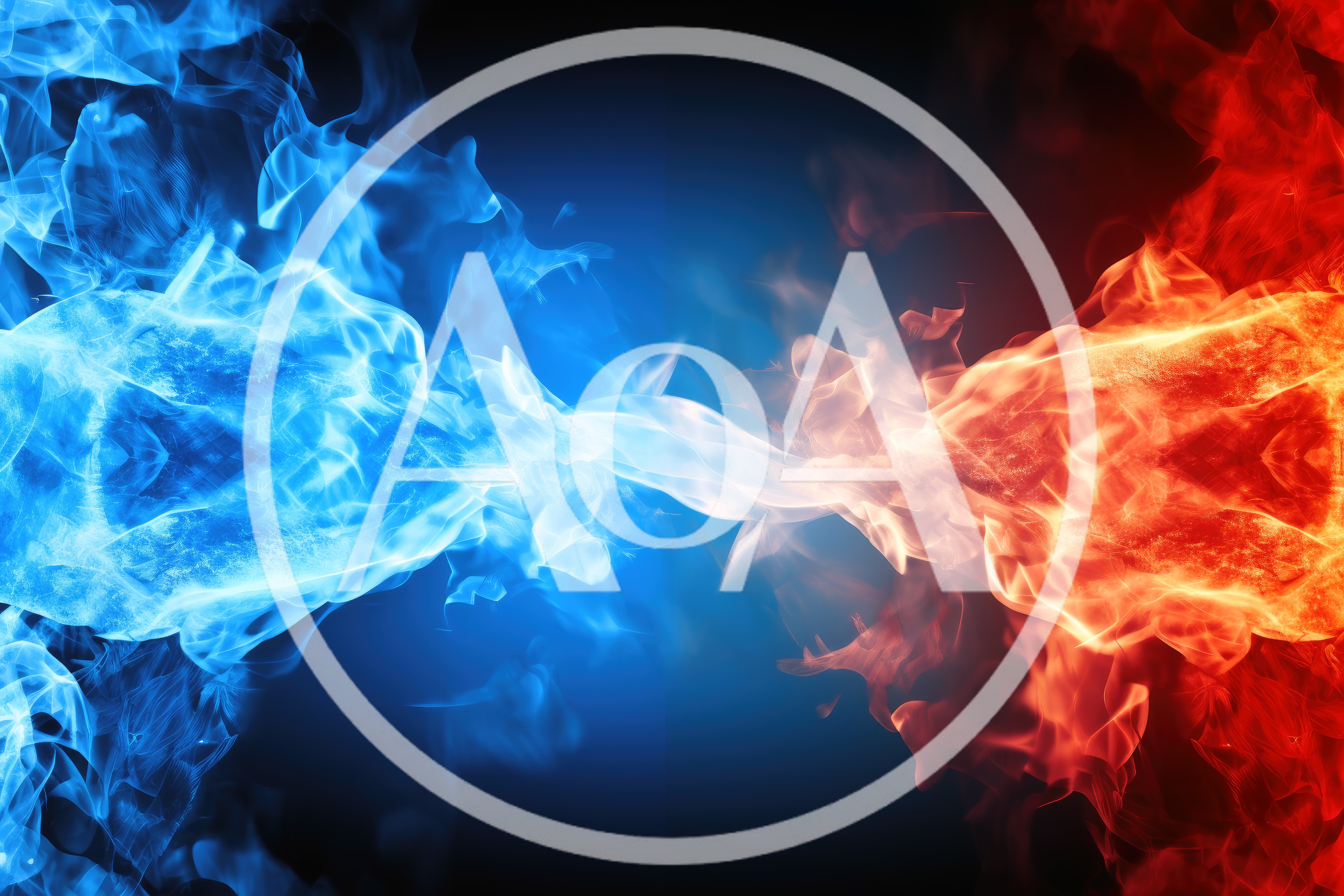 Abstract Collision of Blue and Red Fire Flames