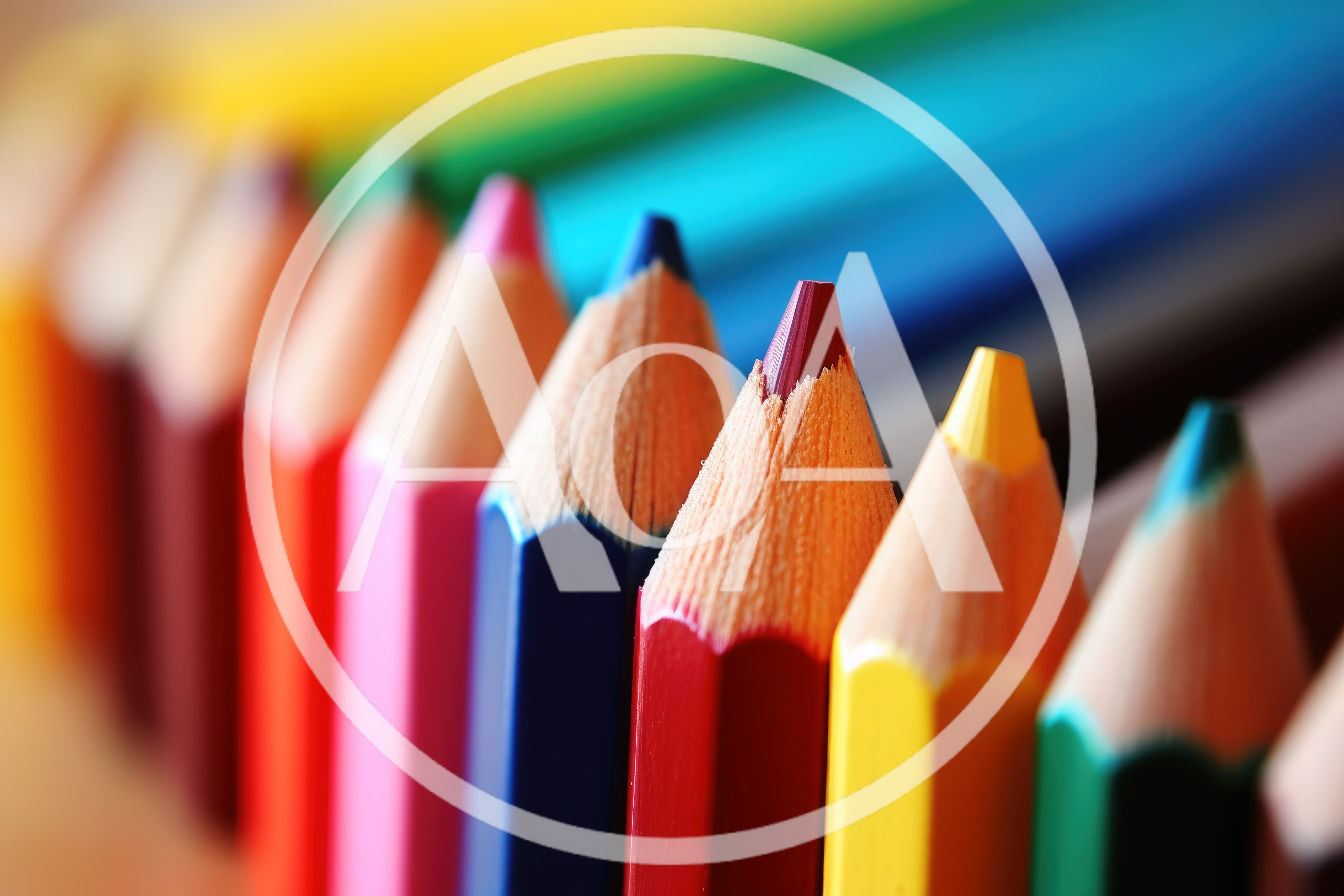 Close Up Of Colorful Sharpened Pencils In A Row