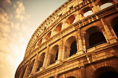 Low Angle View Of The Ancient Roman Colosseum