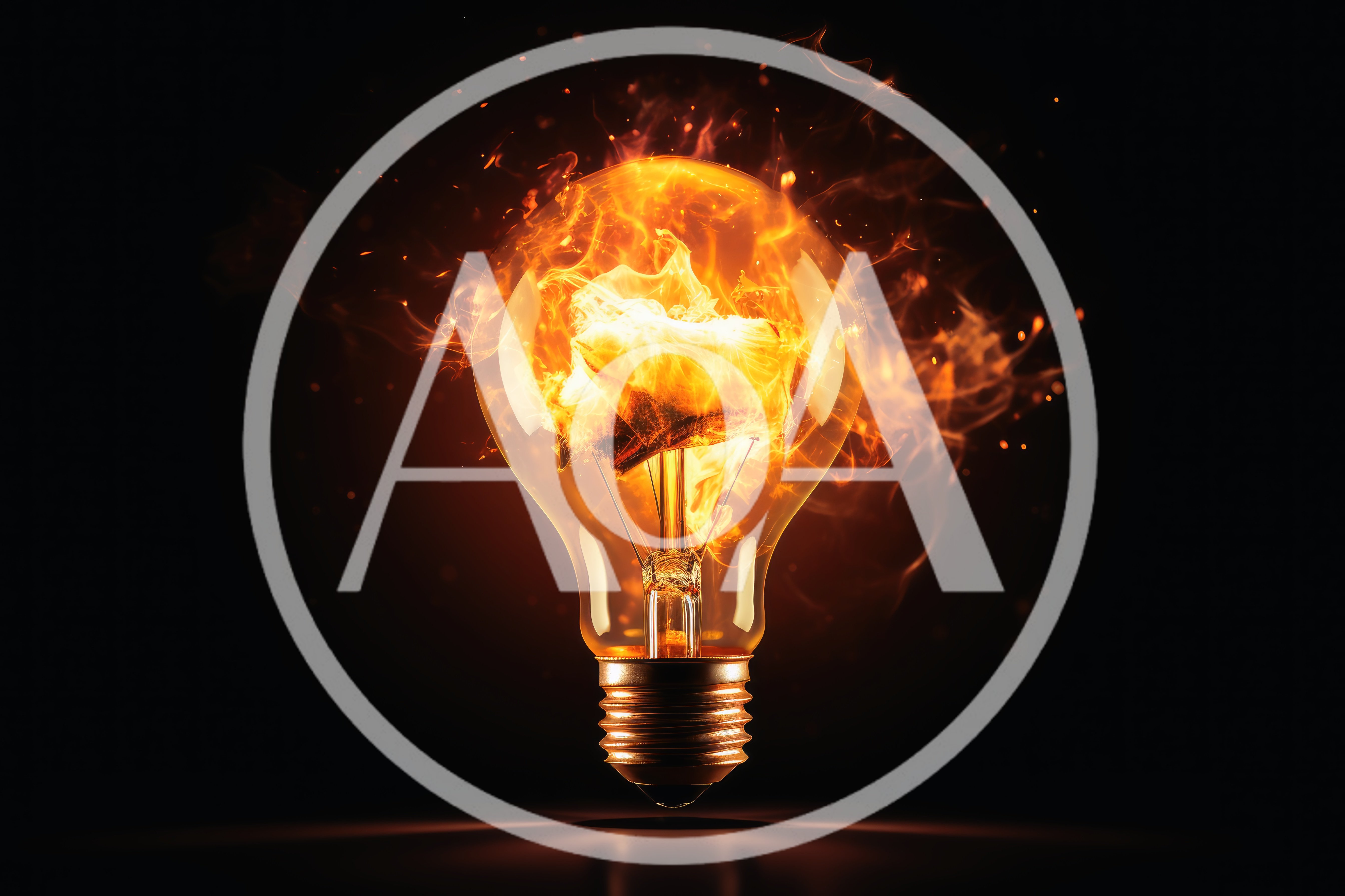 Burning Light Bulb With Intense Fire Flames