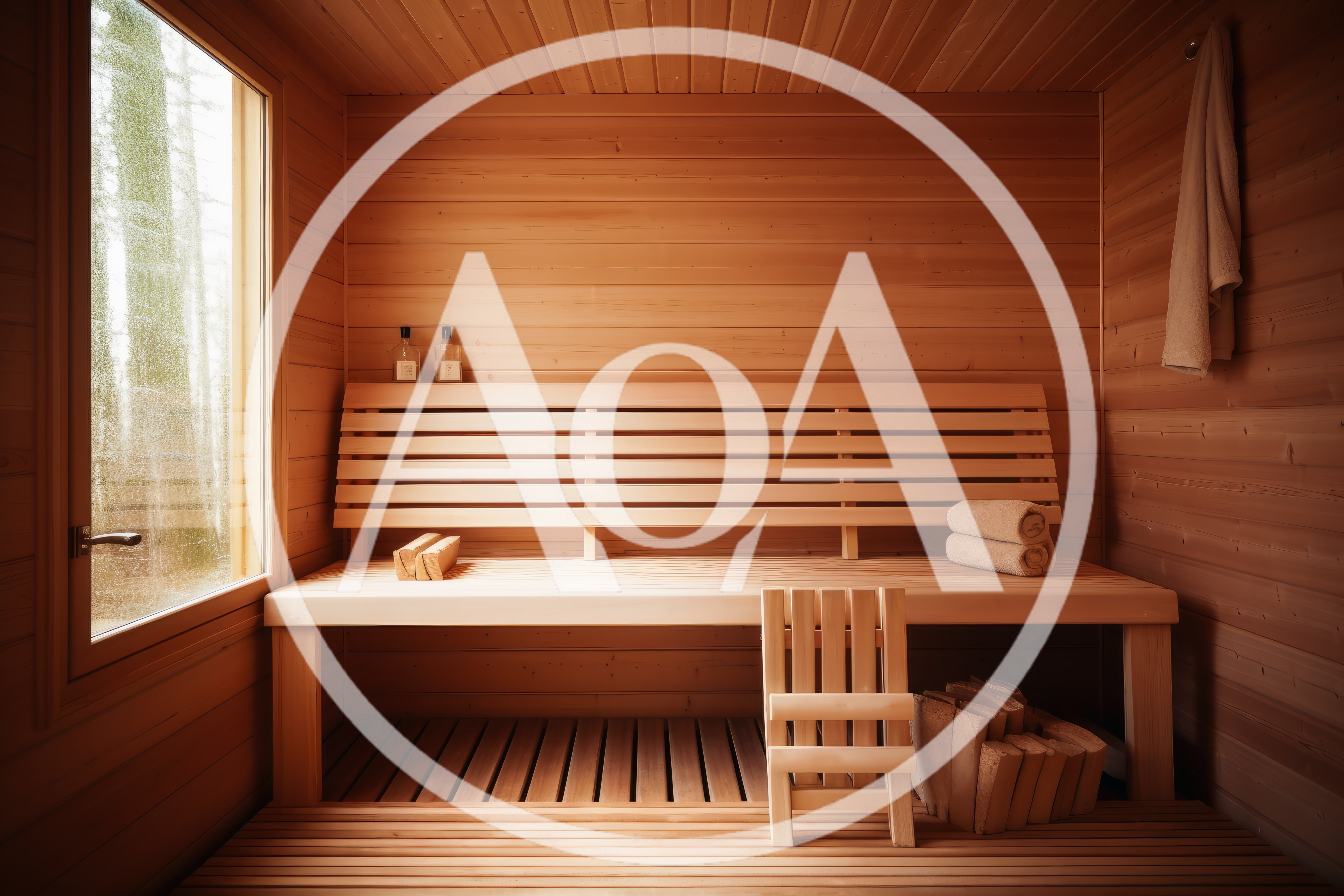 Modern Wooden Sauna Interior With Bench And Towels