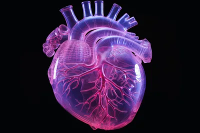 Glowing Transparent Anatomical Human Heart Model