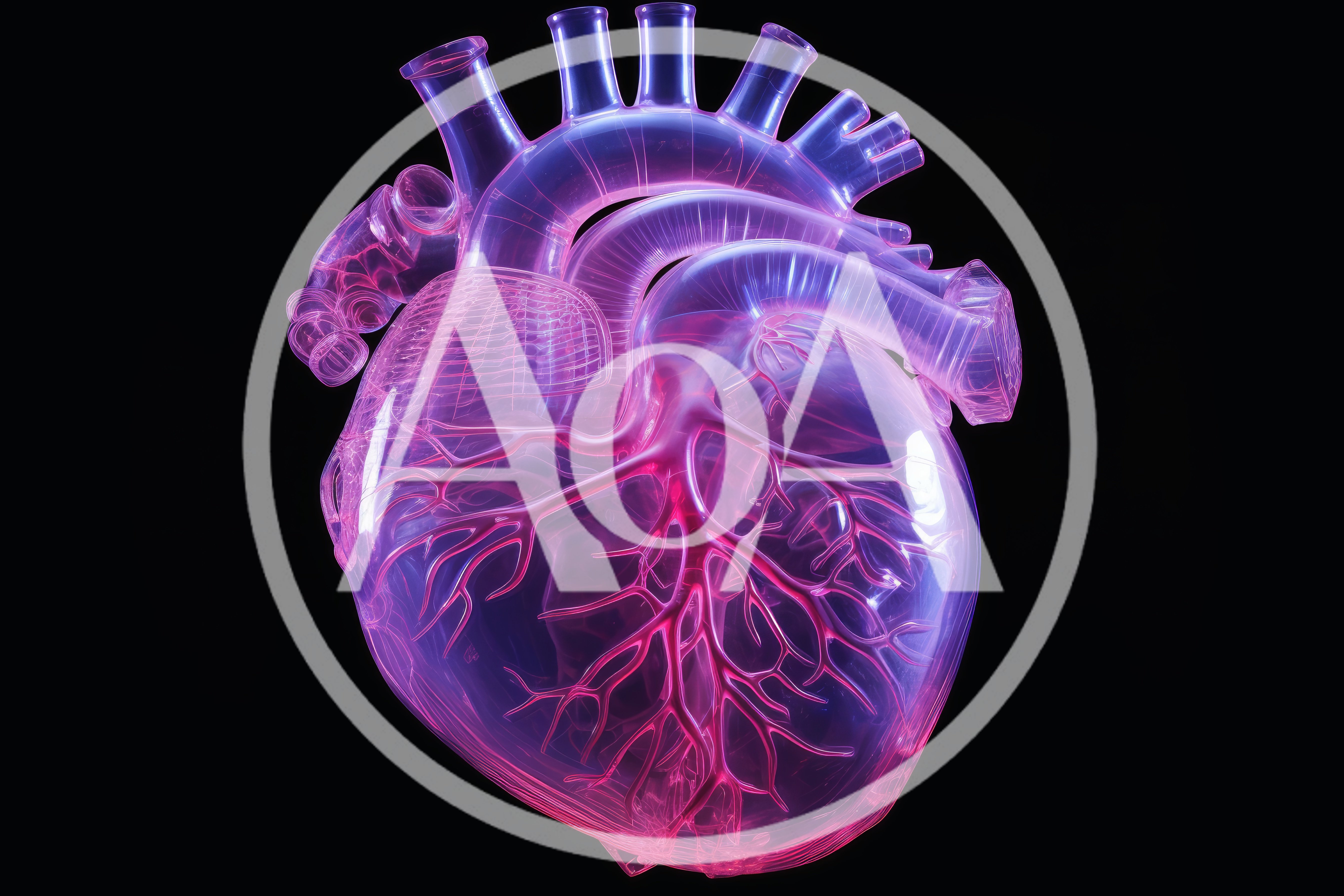 Glowing Transparent Anatomical Human Heart Model