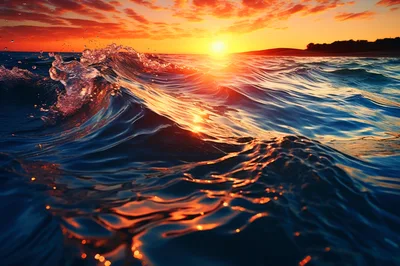 Golden Sunset Over Rolling Ocean Waves