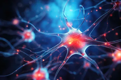 3D Render Of Interconnected Neurons In Neural Network