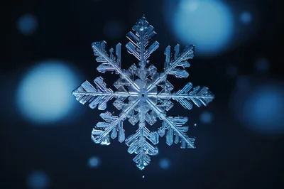 Macro Close Up Of A Single Intricate Snowflake