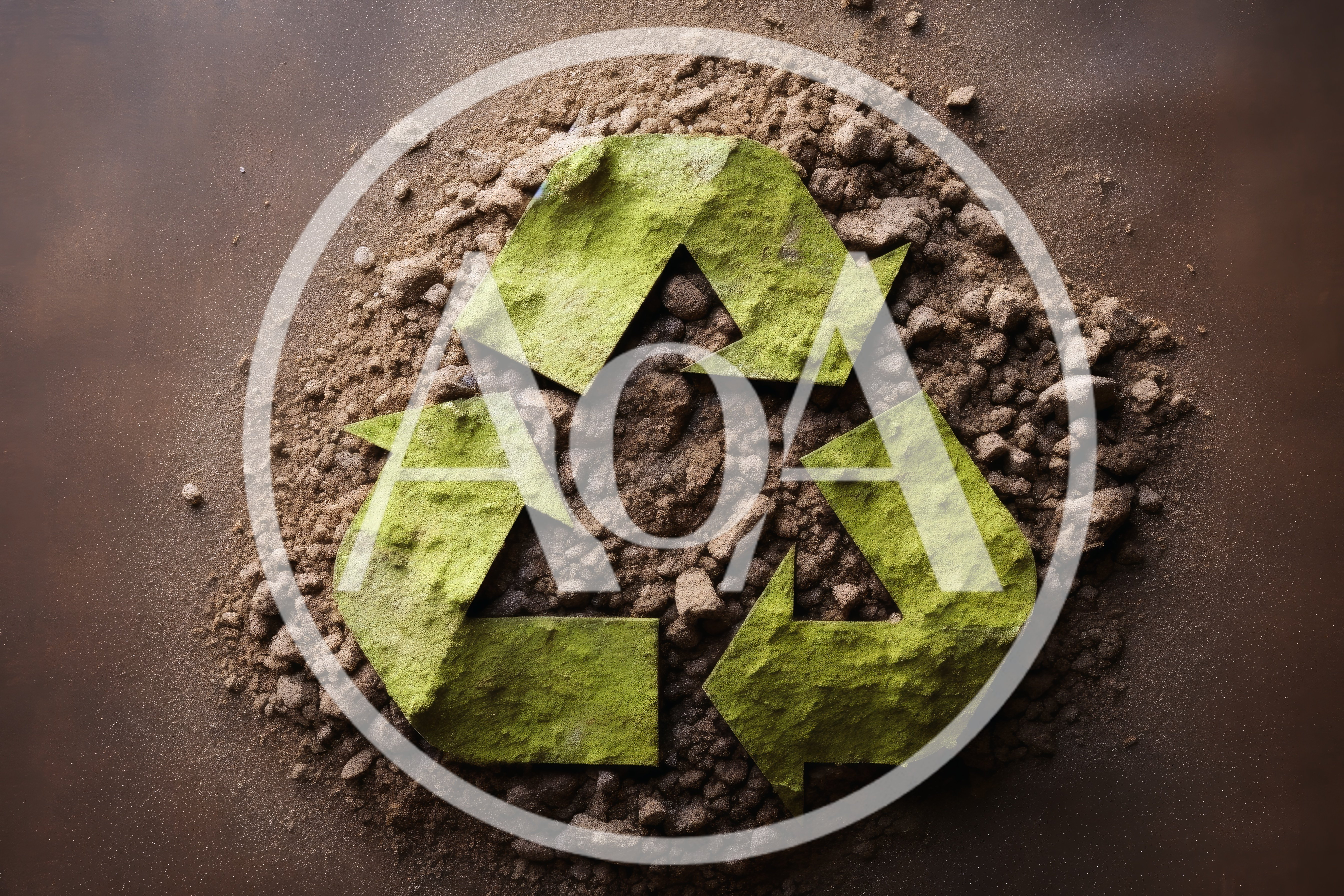 Green Recycling Symbol Formed From Moss And Soil