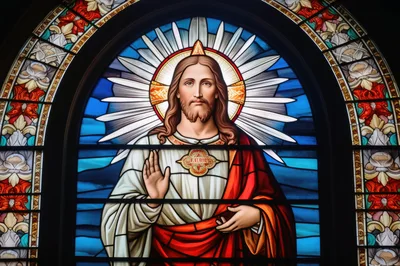 Stained Glass Window Depicting Jesus Christ