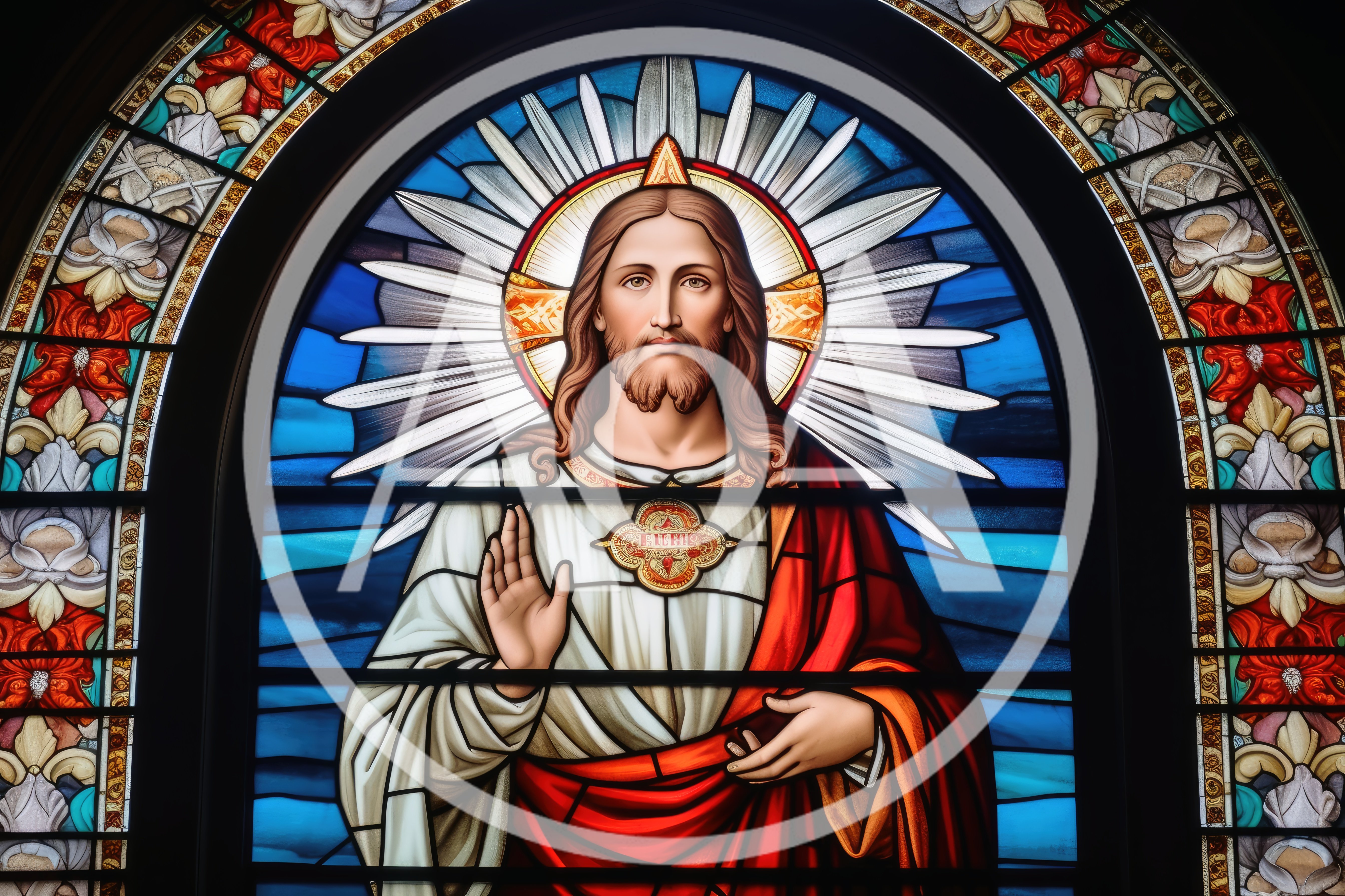 Stained Glass Window Depicting Jesus Christ