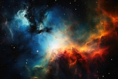 Vibrant Cosmic Nebula With Glowing Gas Clouds