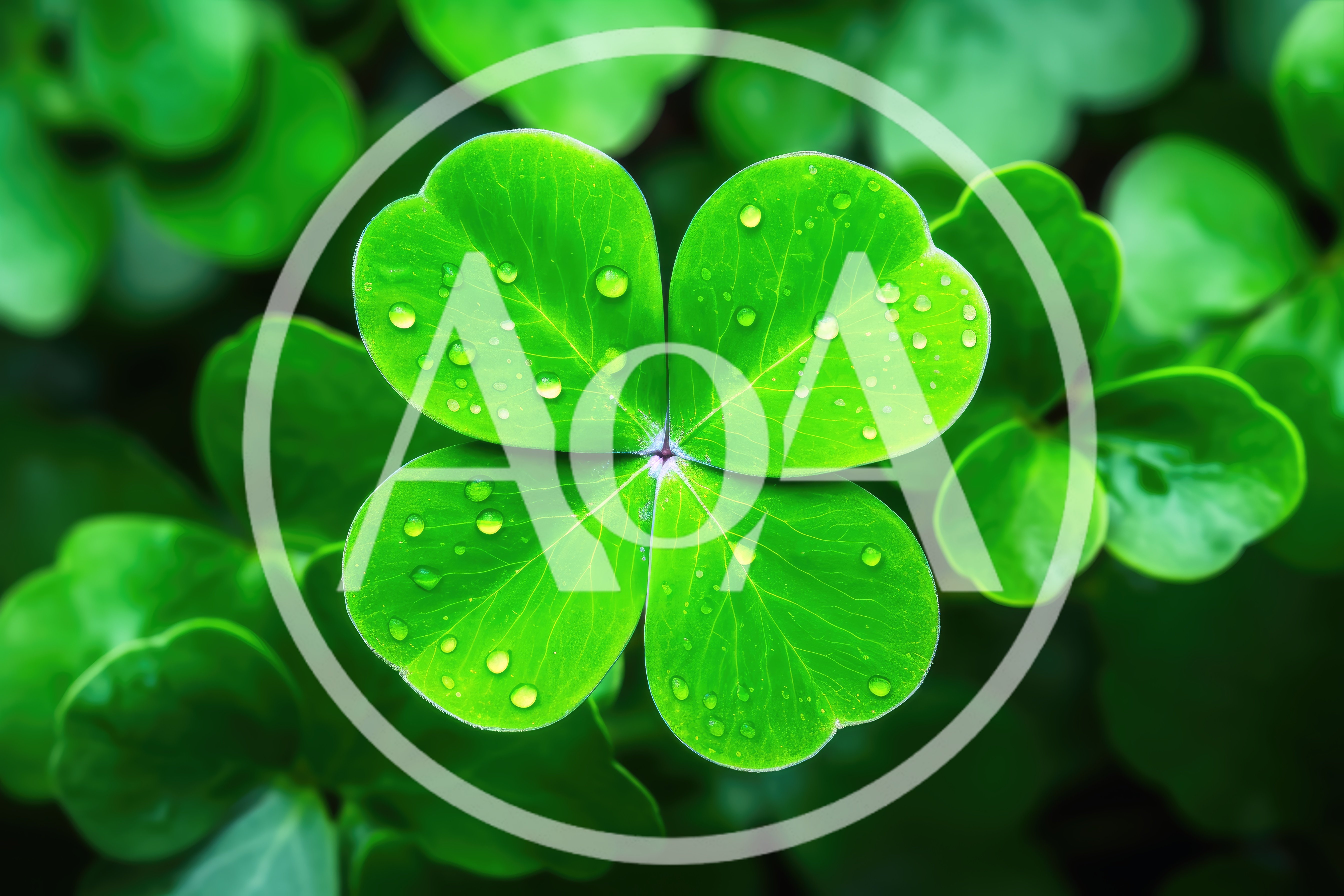 Four Leaf Clover With Dew Drops