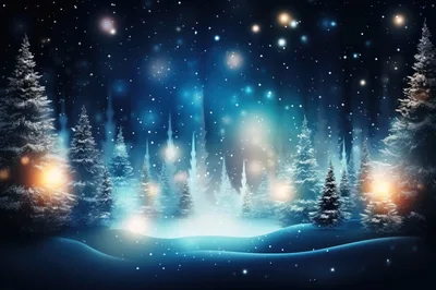Enchanted Snowy Forest With Glowing Winter Lights
