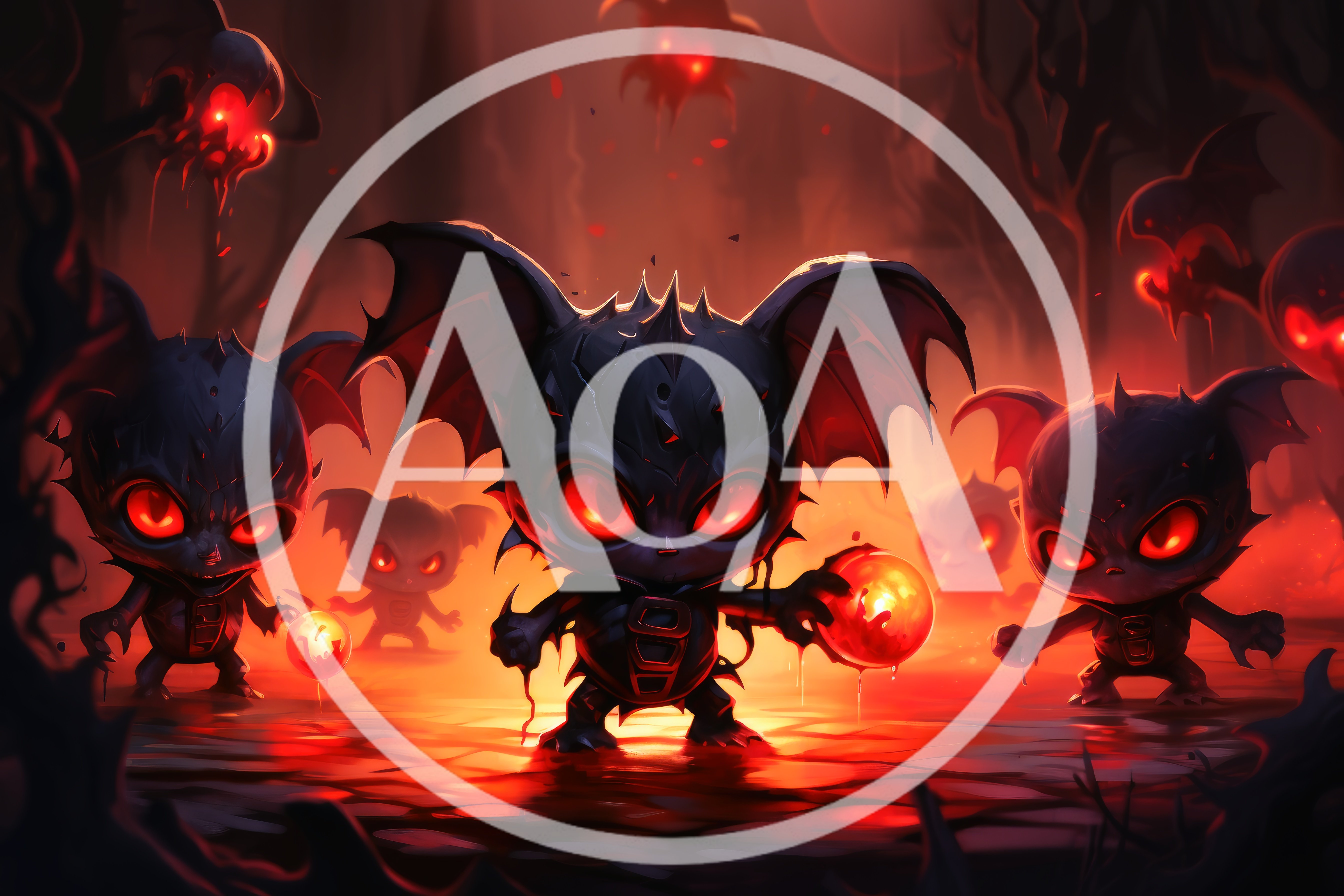 Group Of Dark Fantasy Demon Creatures In Hell