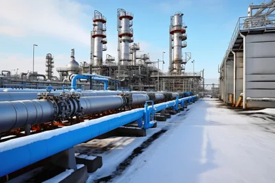 Industrial Oil Refinery Infrastructure In Winter