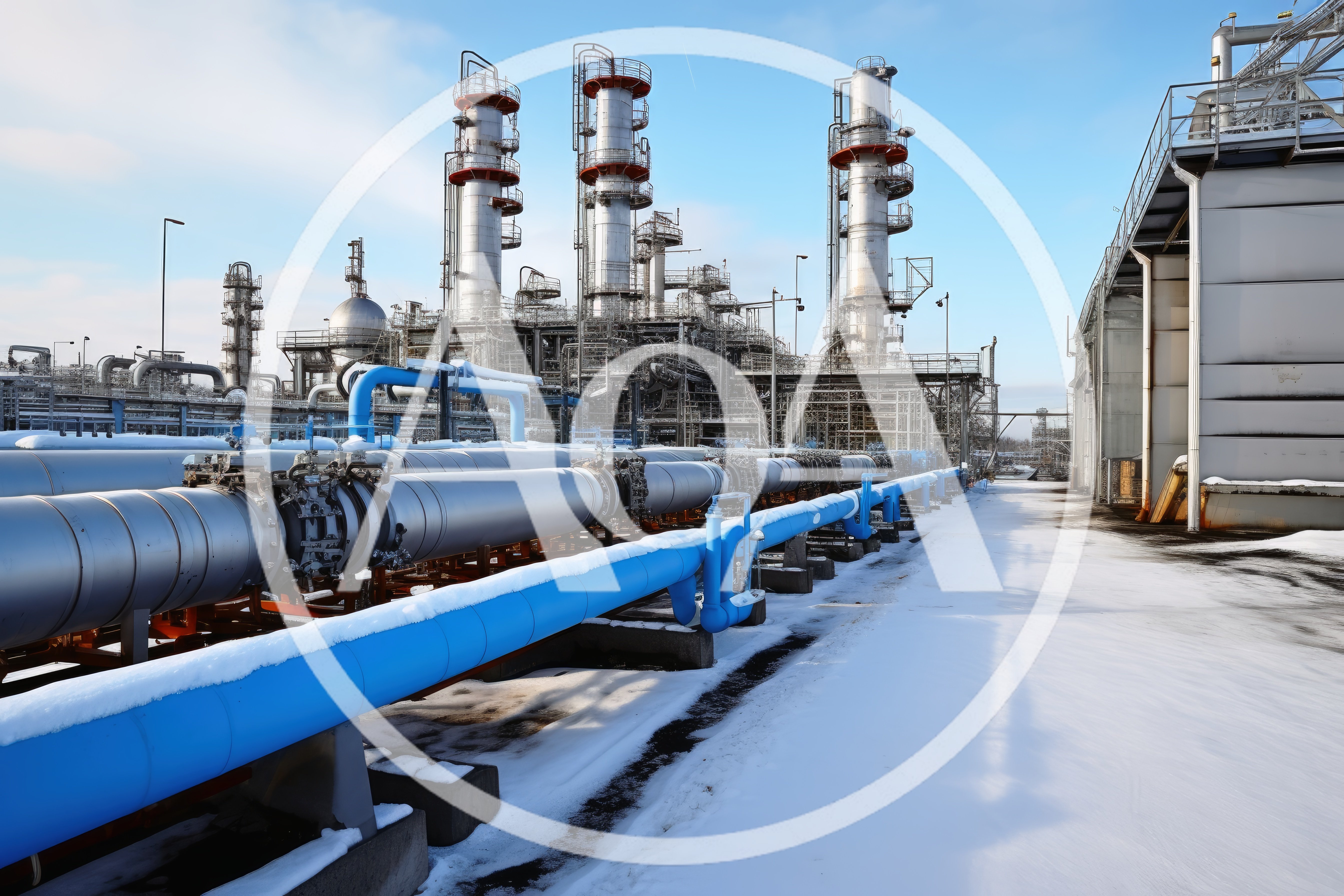 Industrial Oil Refinery Infrastructure In Winter