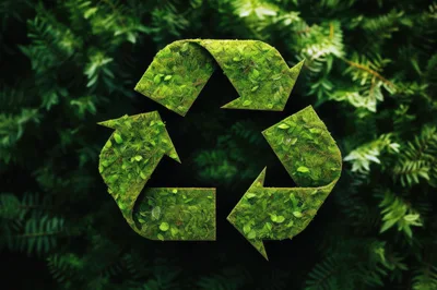 Recycle Symbol Made Of Lush Green Moss
