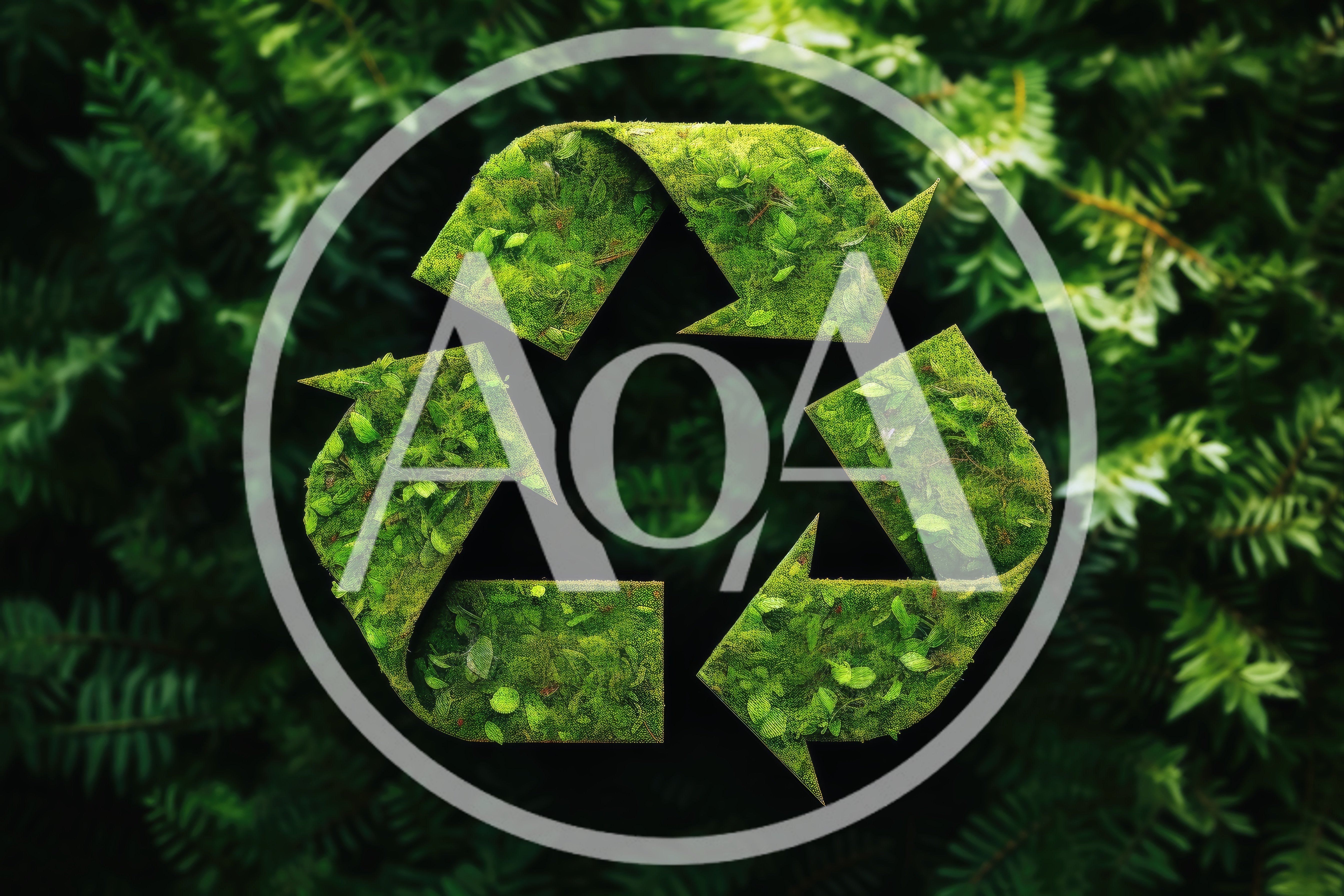 Recycle Symbol Made Of Lush Green Moss
