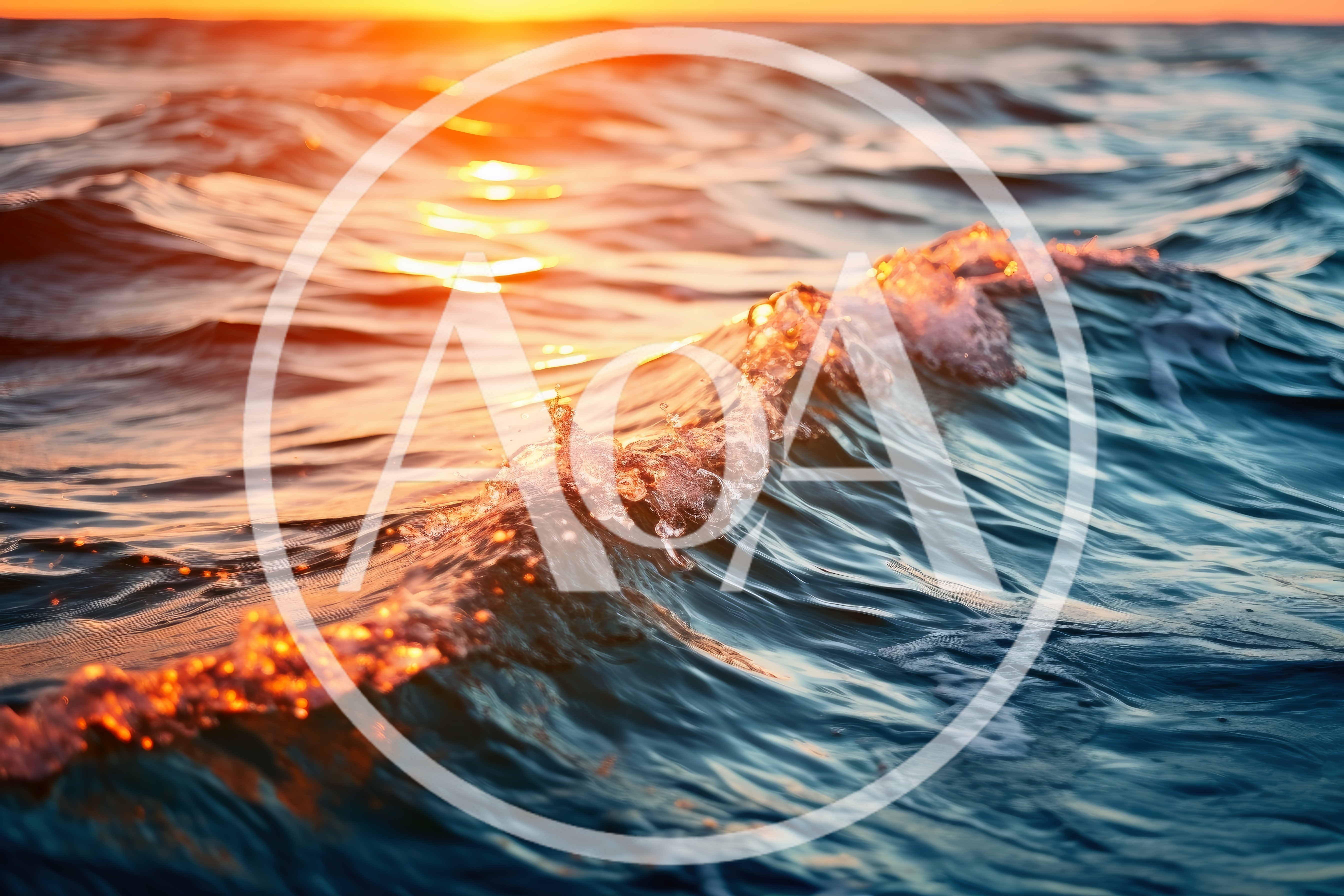 Golden Sunset Light Reflecting On Ocean Waves