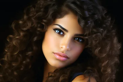 Portrait Of A Beautiful Young Woman With Curly Hair