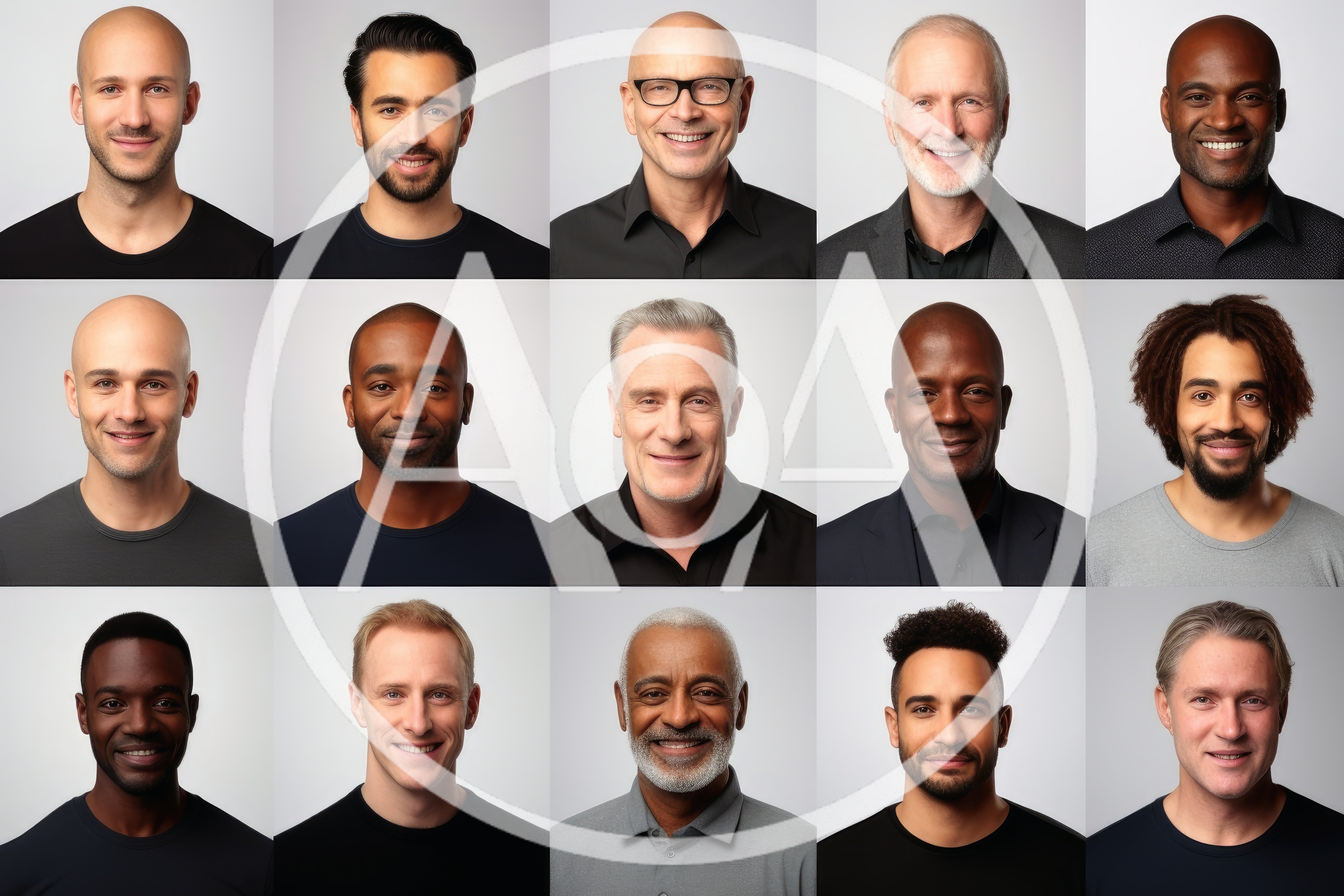 Diverse Men Portraits In A Grid Layout