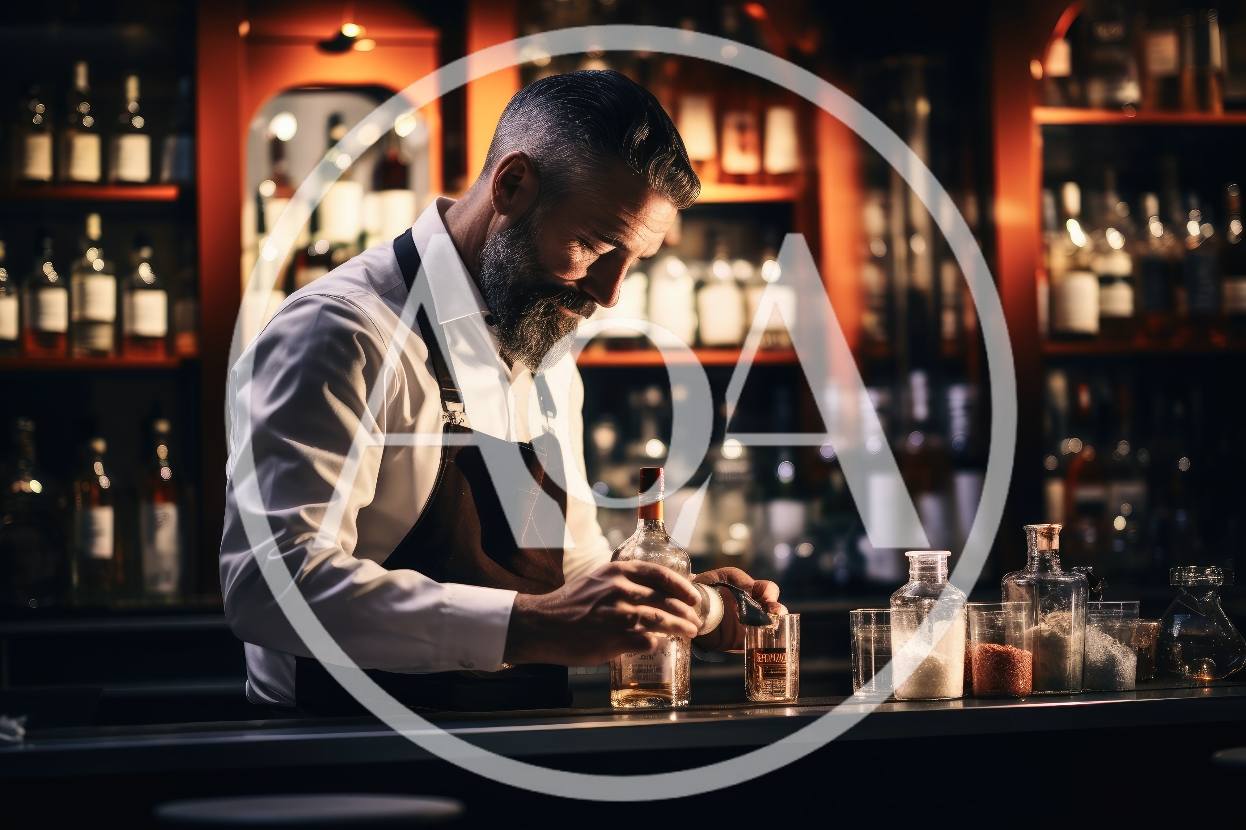 Professional Bartender Pouring Whiskey In Upscale Bar