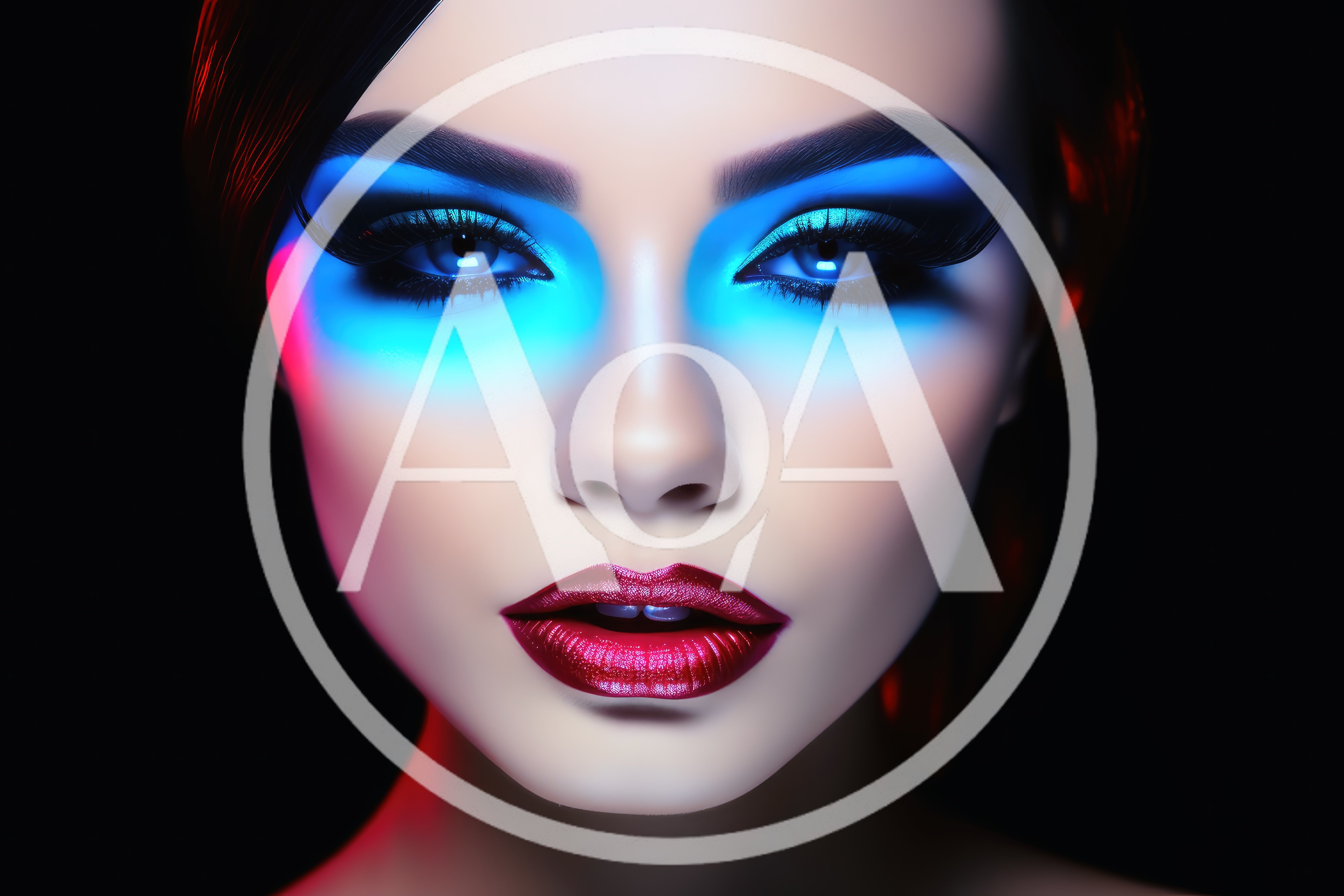 Portrait Of A Woman With Neon Makeup