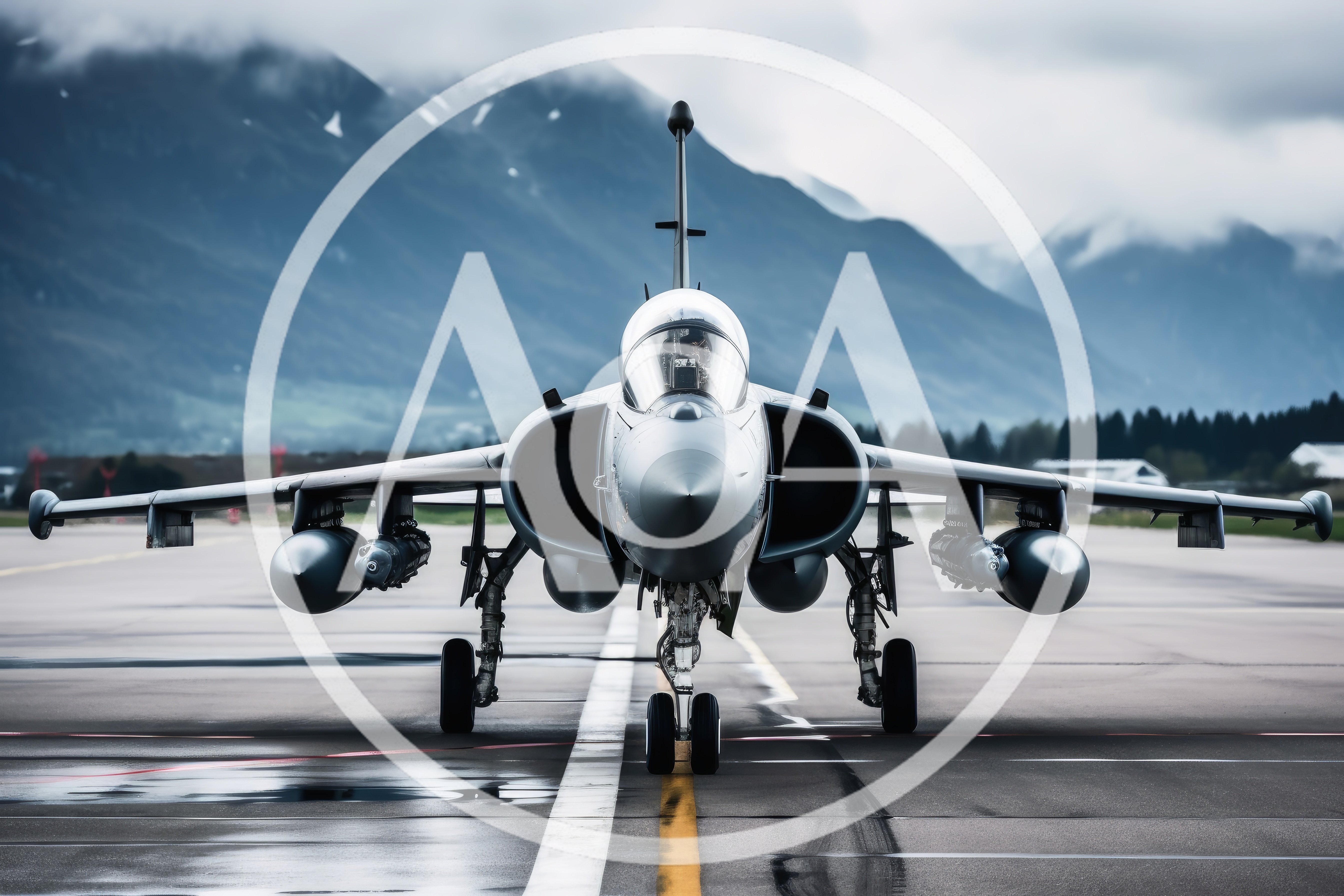 Front View Of A Fighter Jet On Tarmac