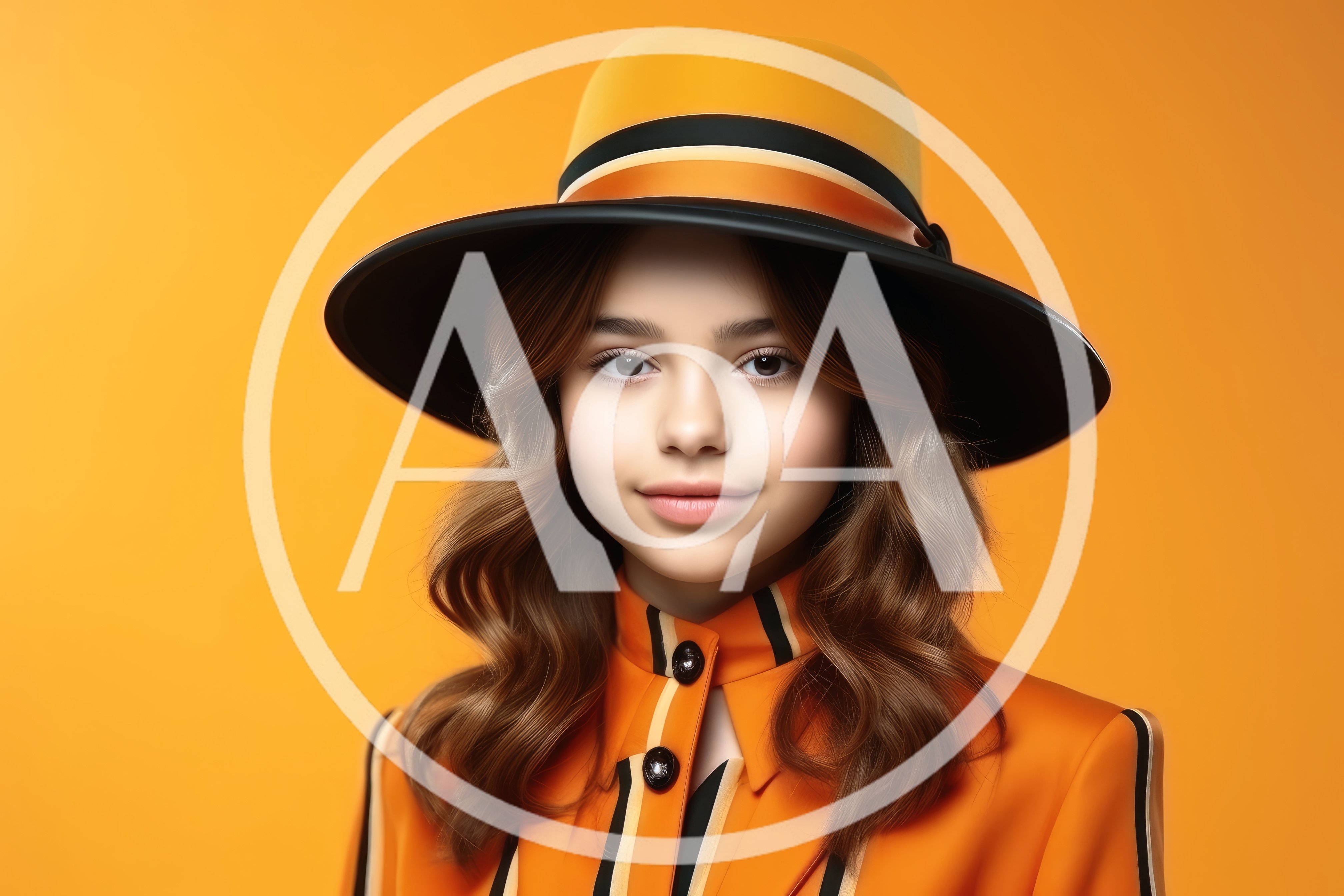 Portrait Of A Young Girl Wearing An Orange Hat