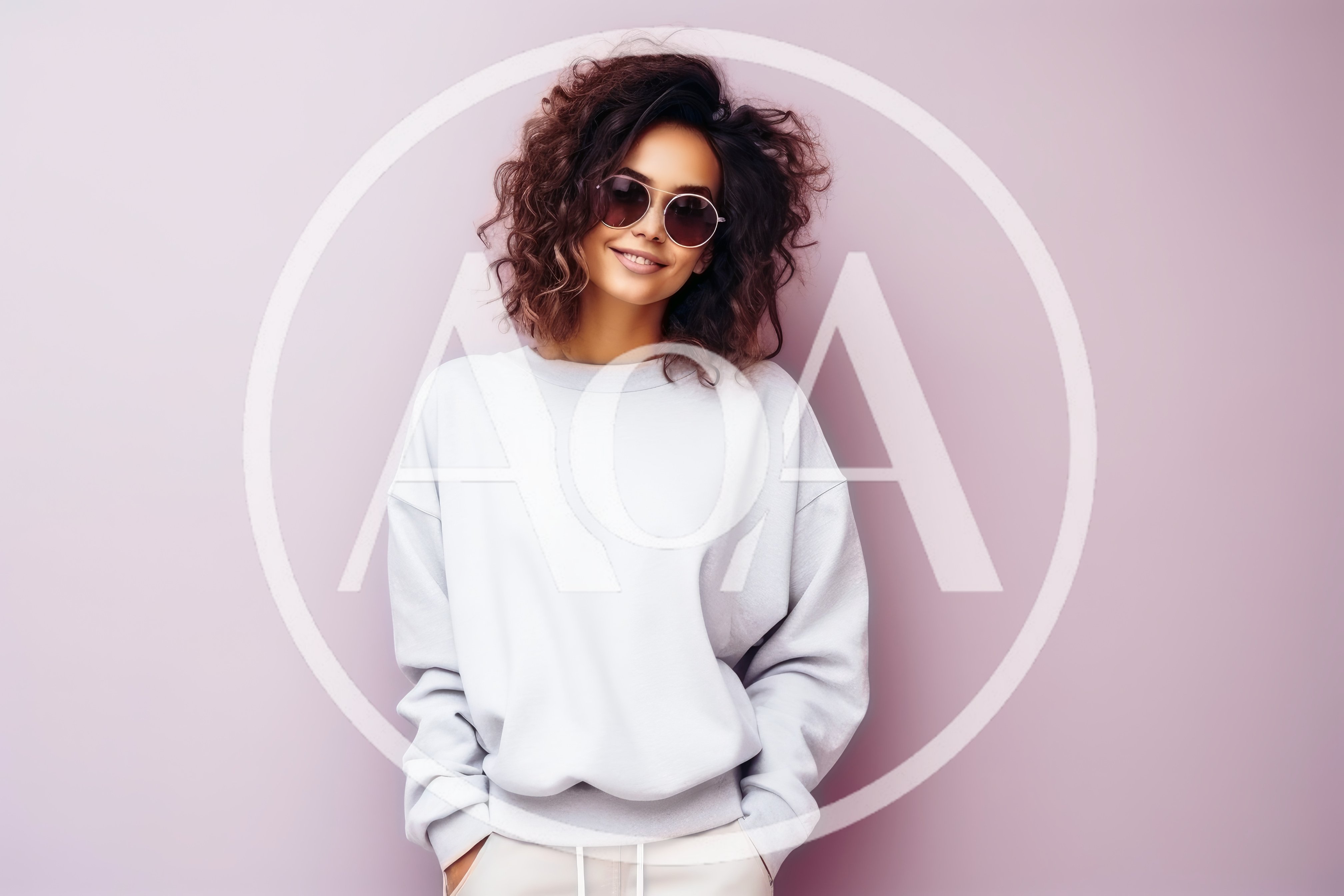Young Woman With Curly Hair Wearing Sunglasses
