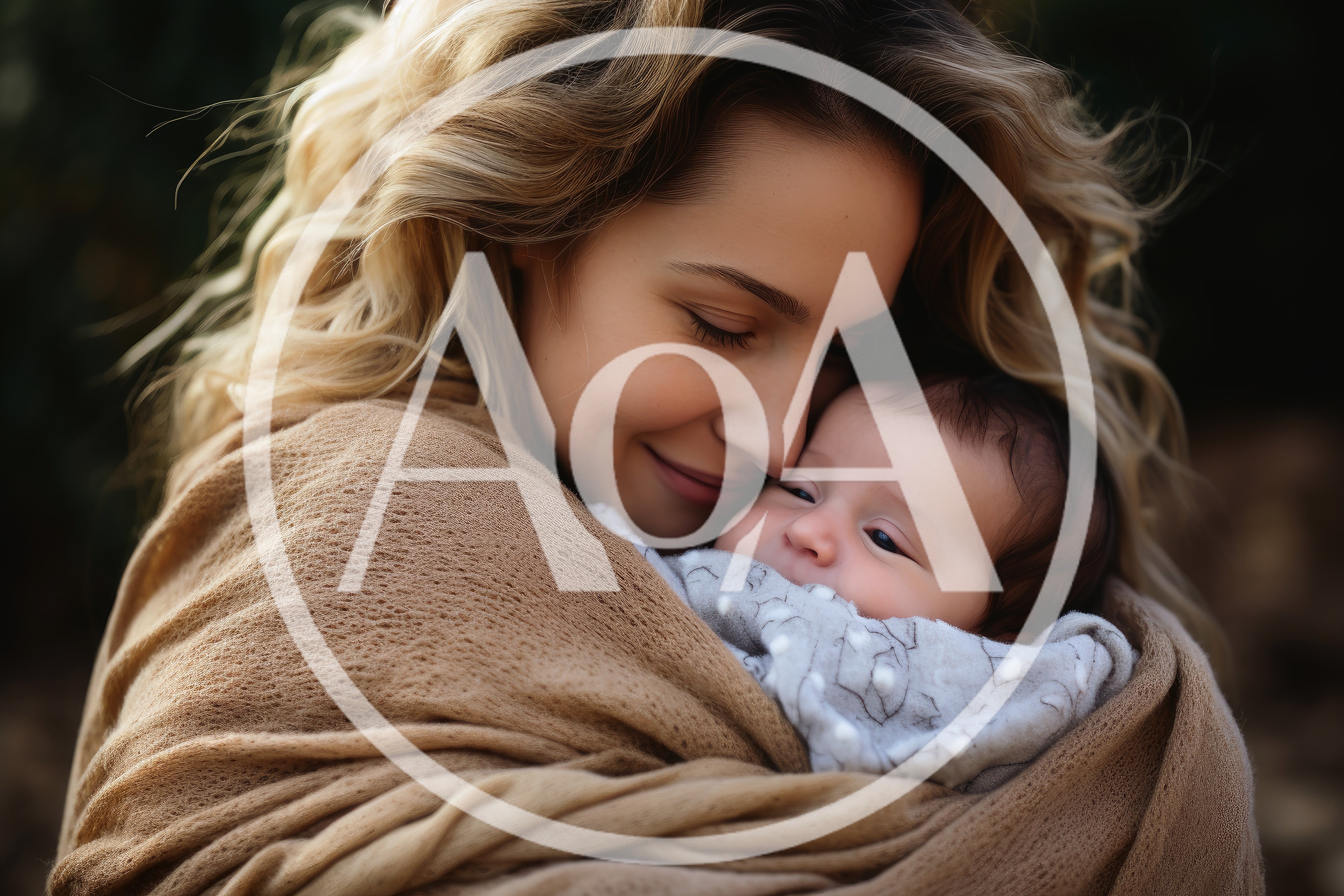 Mother Holding Her Newborn Baby In A Soft Blanket