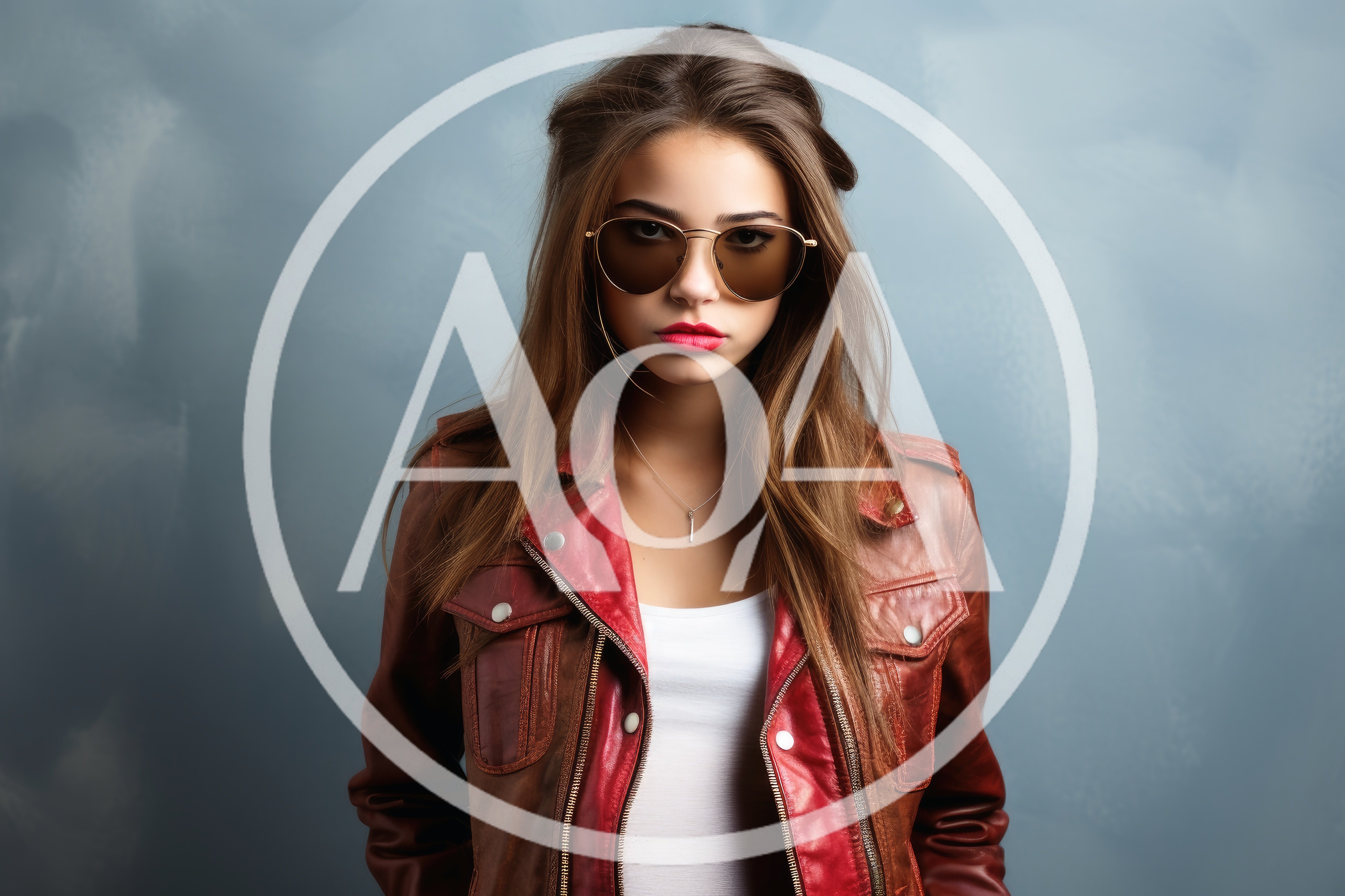 Stylish Young Woman Wearing Leather Jacket And Sunglasses