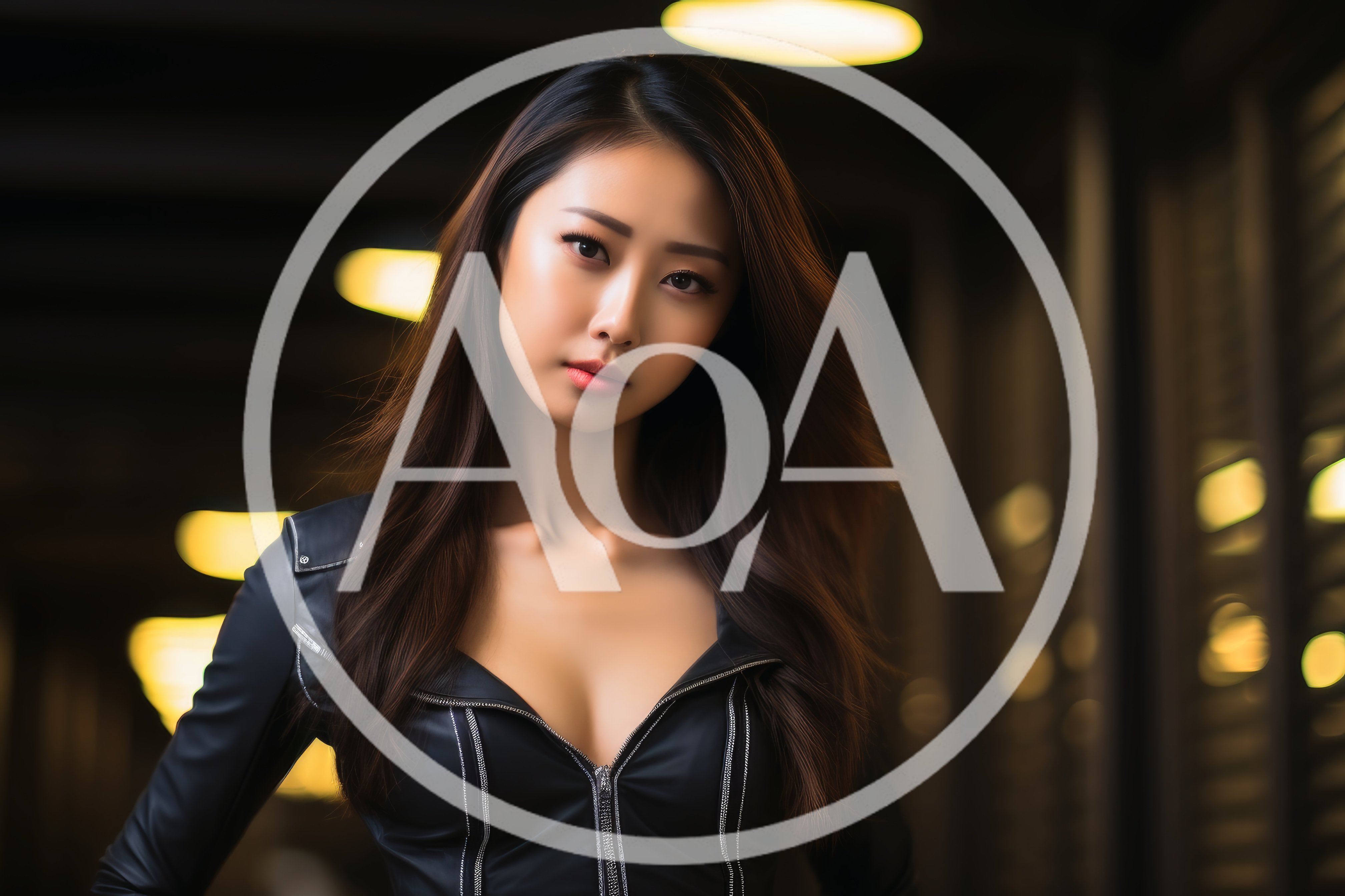 Portrait Of A Stylish Asian Woman In Leather Jacket