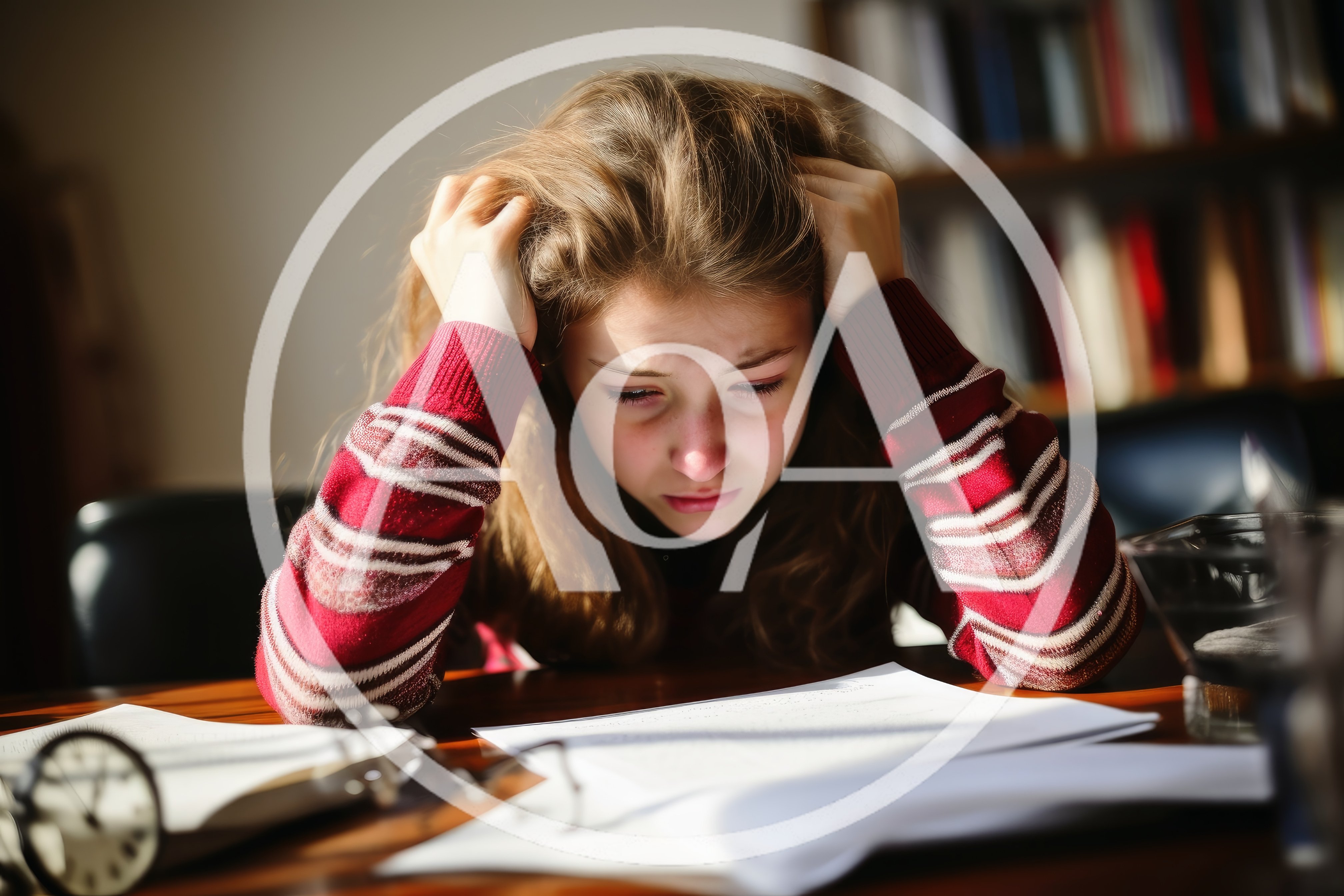Stressed Young Student Crying Over Schoolwork