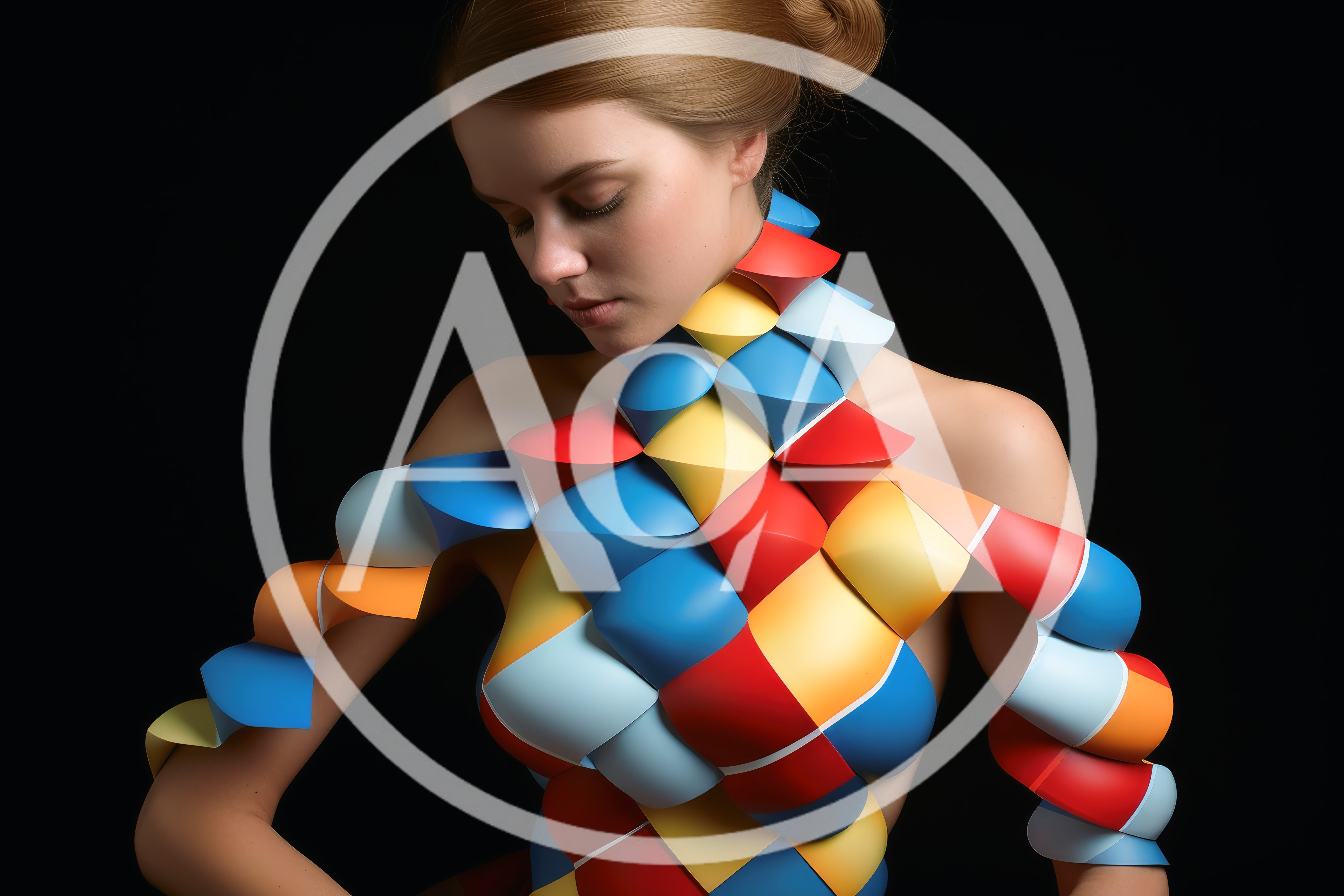 Woman Wearing Geometric Paper Art Fashion Piece
