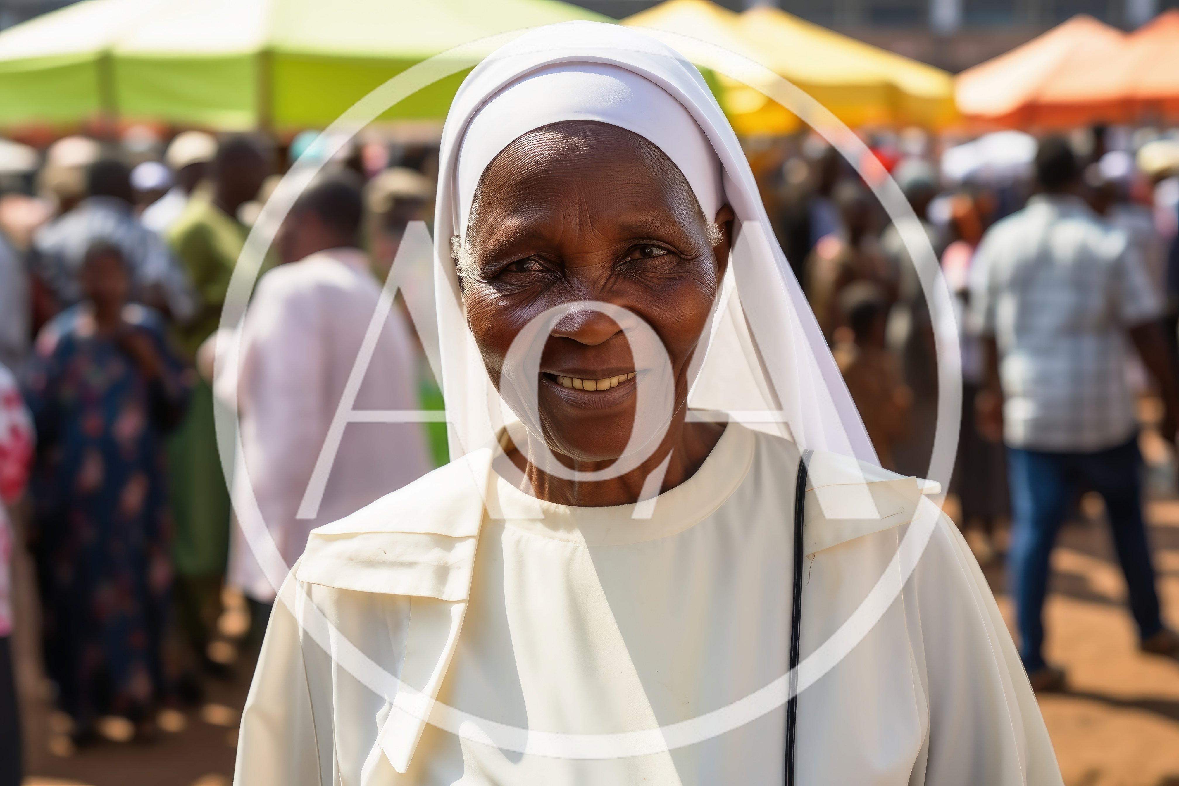 Portrait Of An Elderly African Nun Smiling Outdoors
