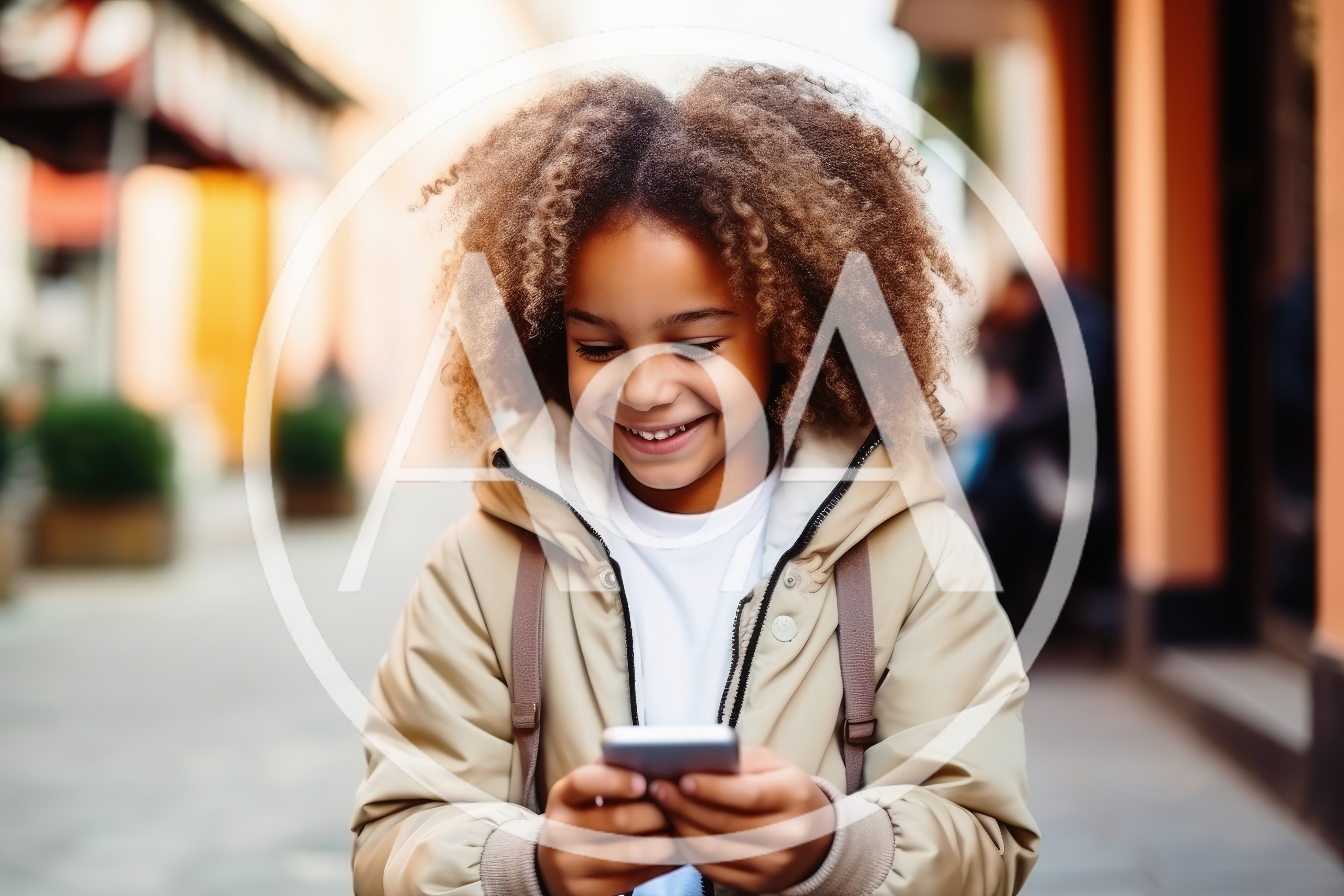 Young Girl Using Smartphone Outdoors
