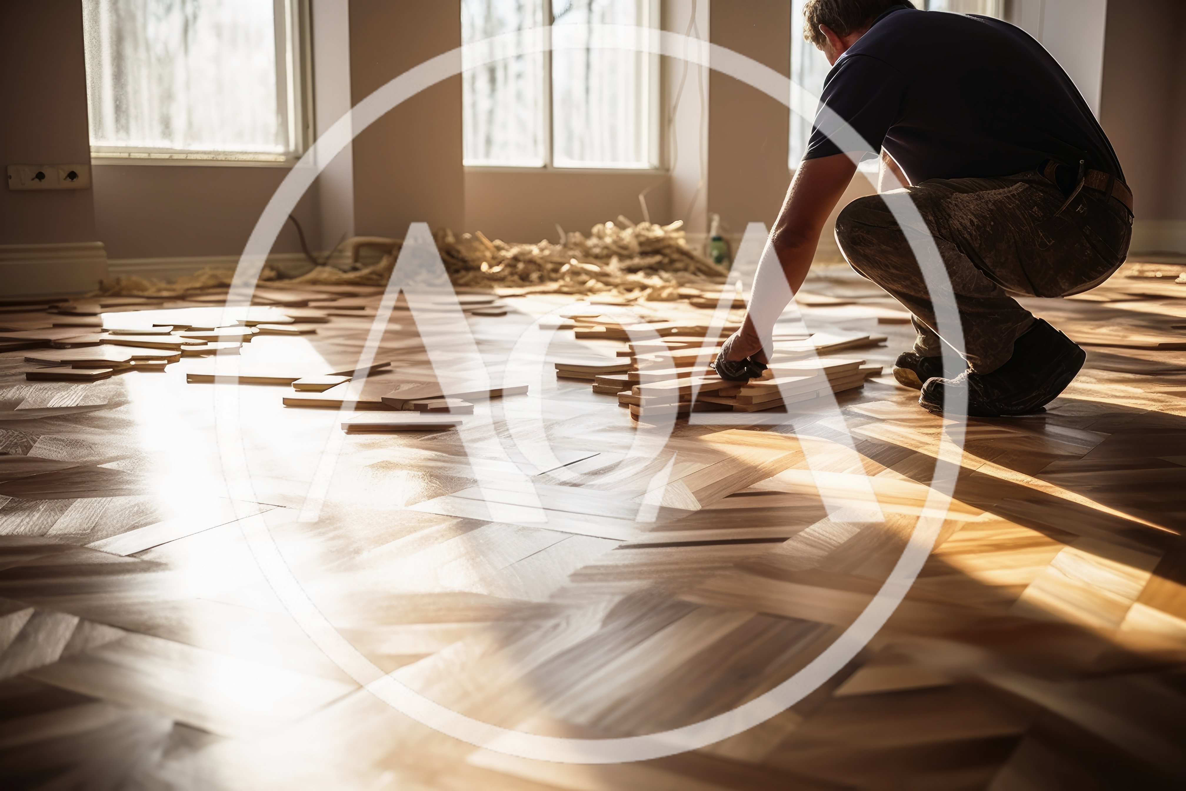 Professional Craftsman Installing Herringbone Hardwood Flooring