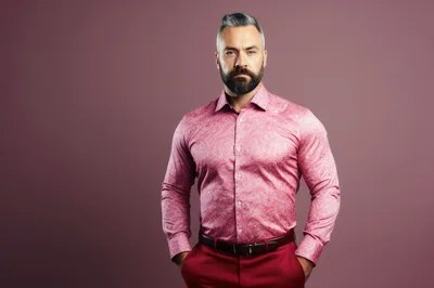 Portrait of a Stylish Man in a Pink Shirt