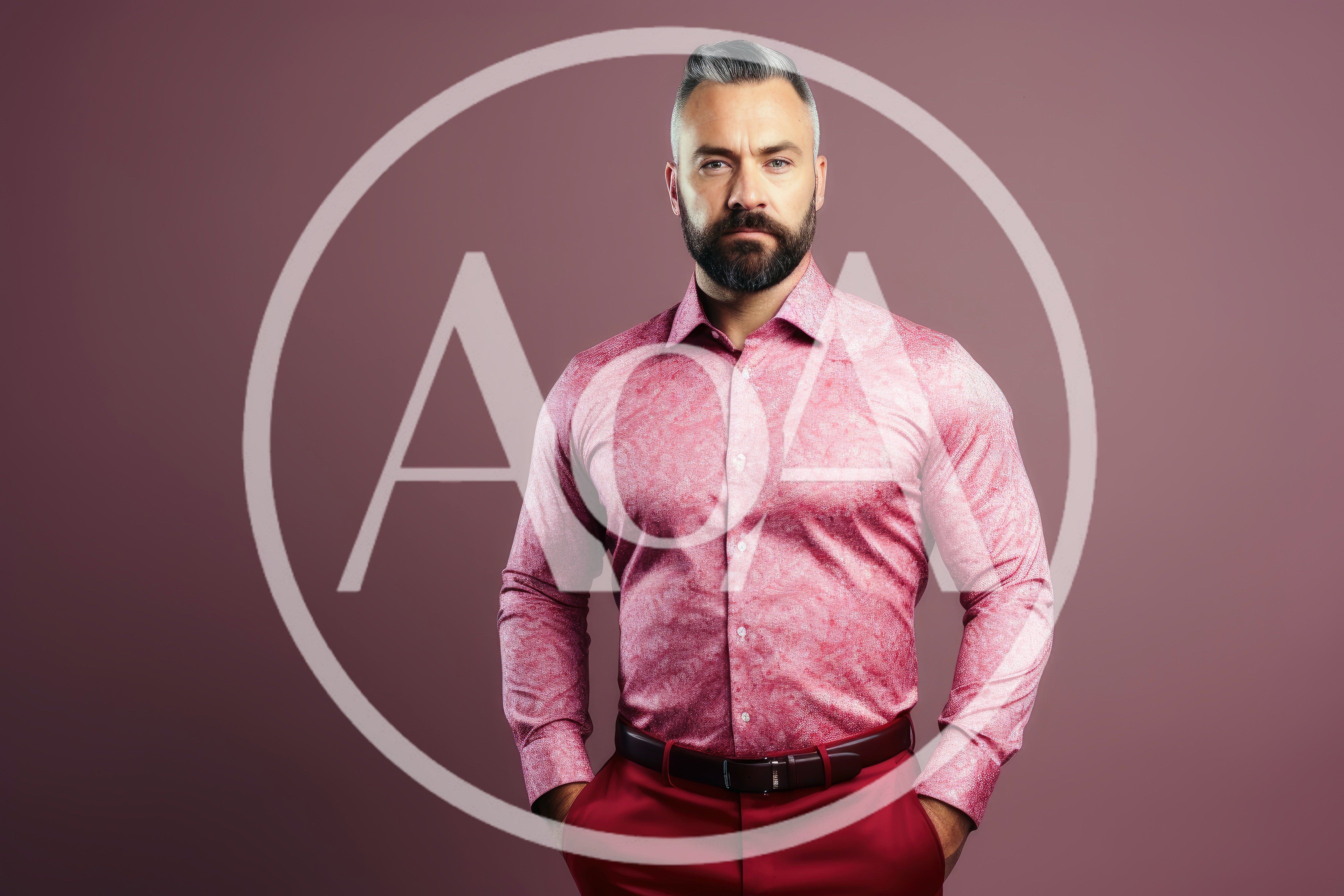 Portrait of a Stylish Man in a Pink Shirt
