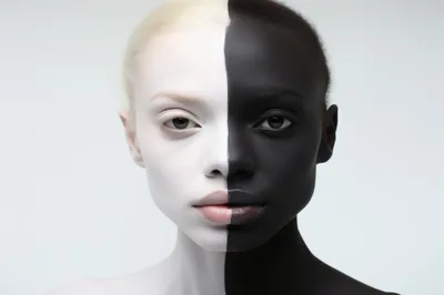 Portrait Of A Person With Split Black And White Makeup