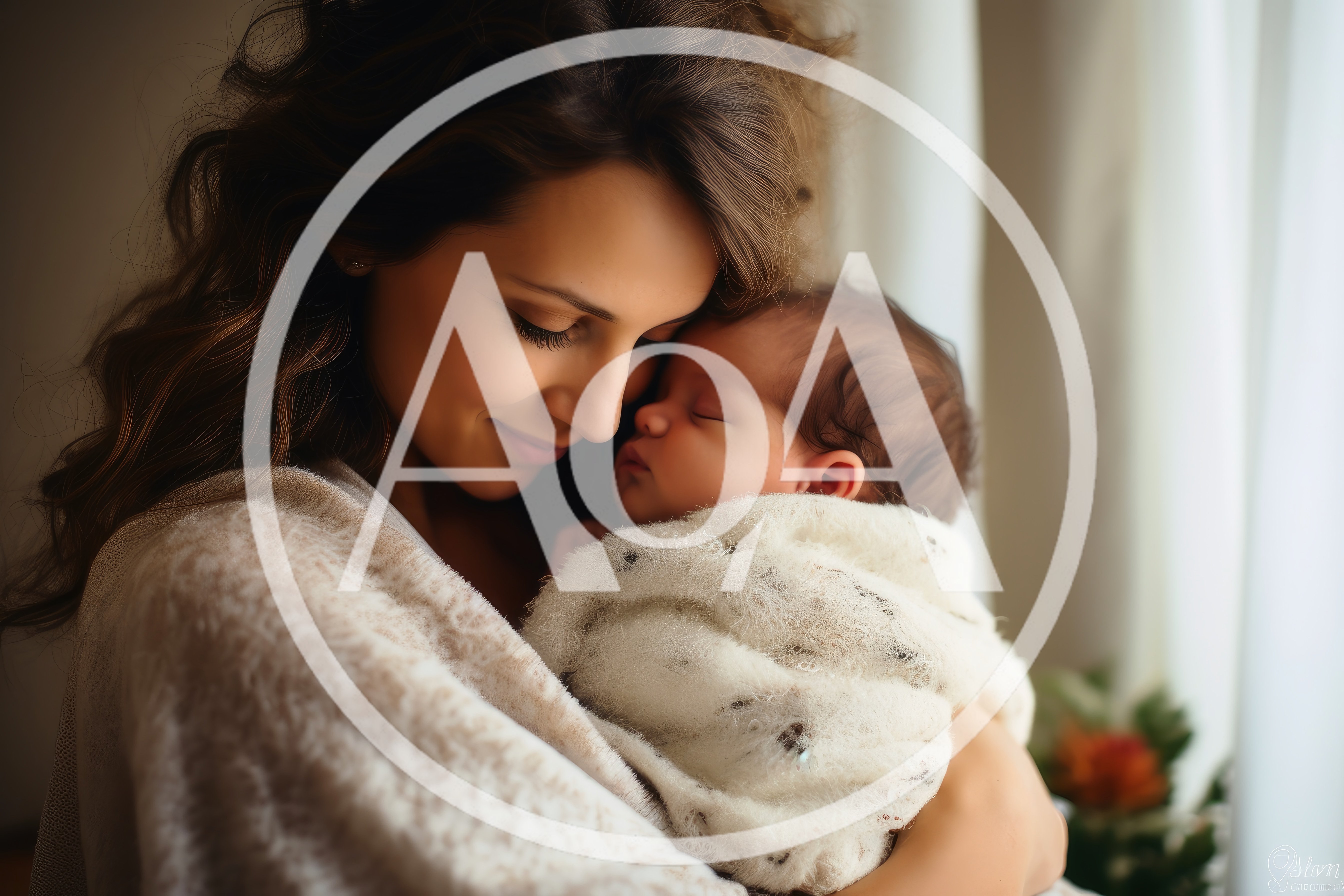 Mother Holding Her Sleeping Newborn Baby