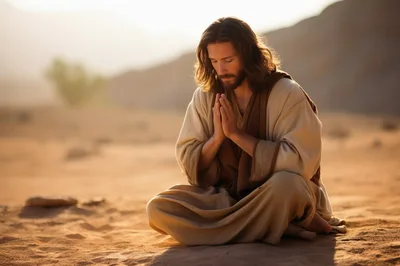 Jesus Christ Praying In The Desert