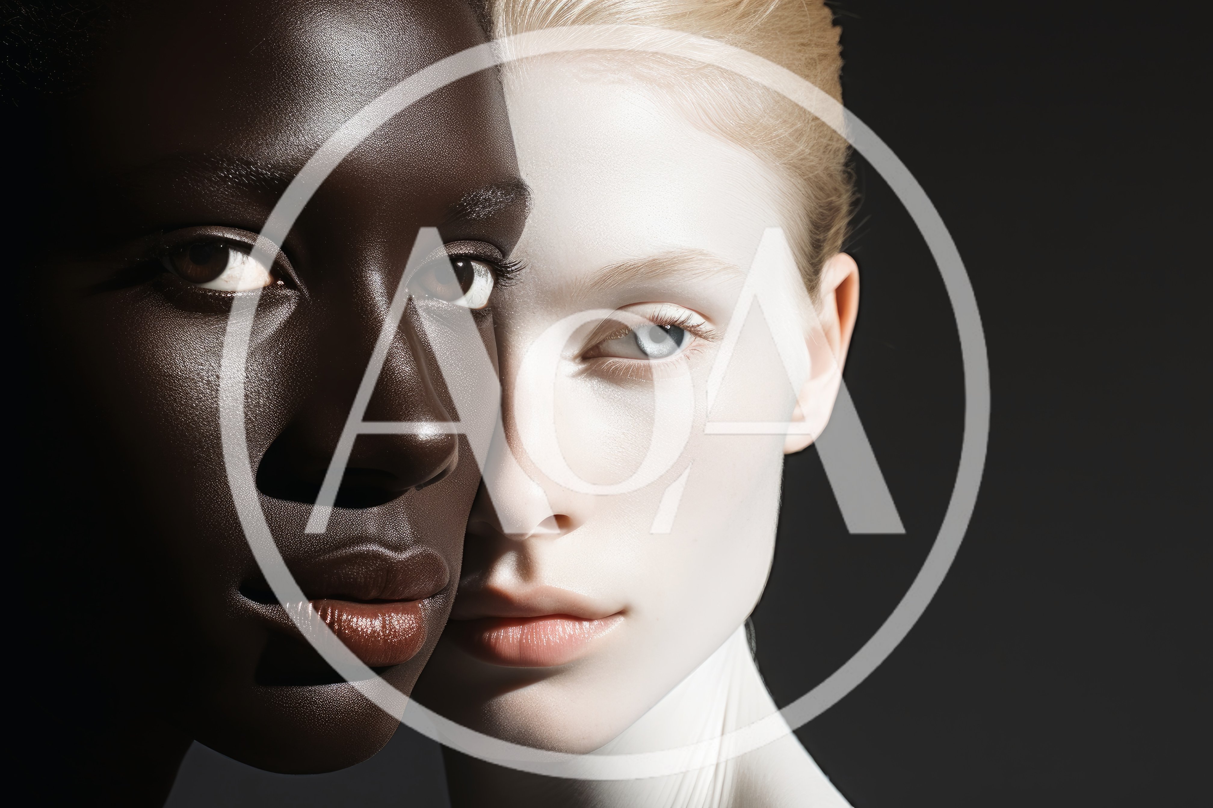 Close Up Portrait Of Two Women With Contrasting Skin Tones