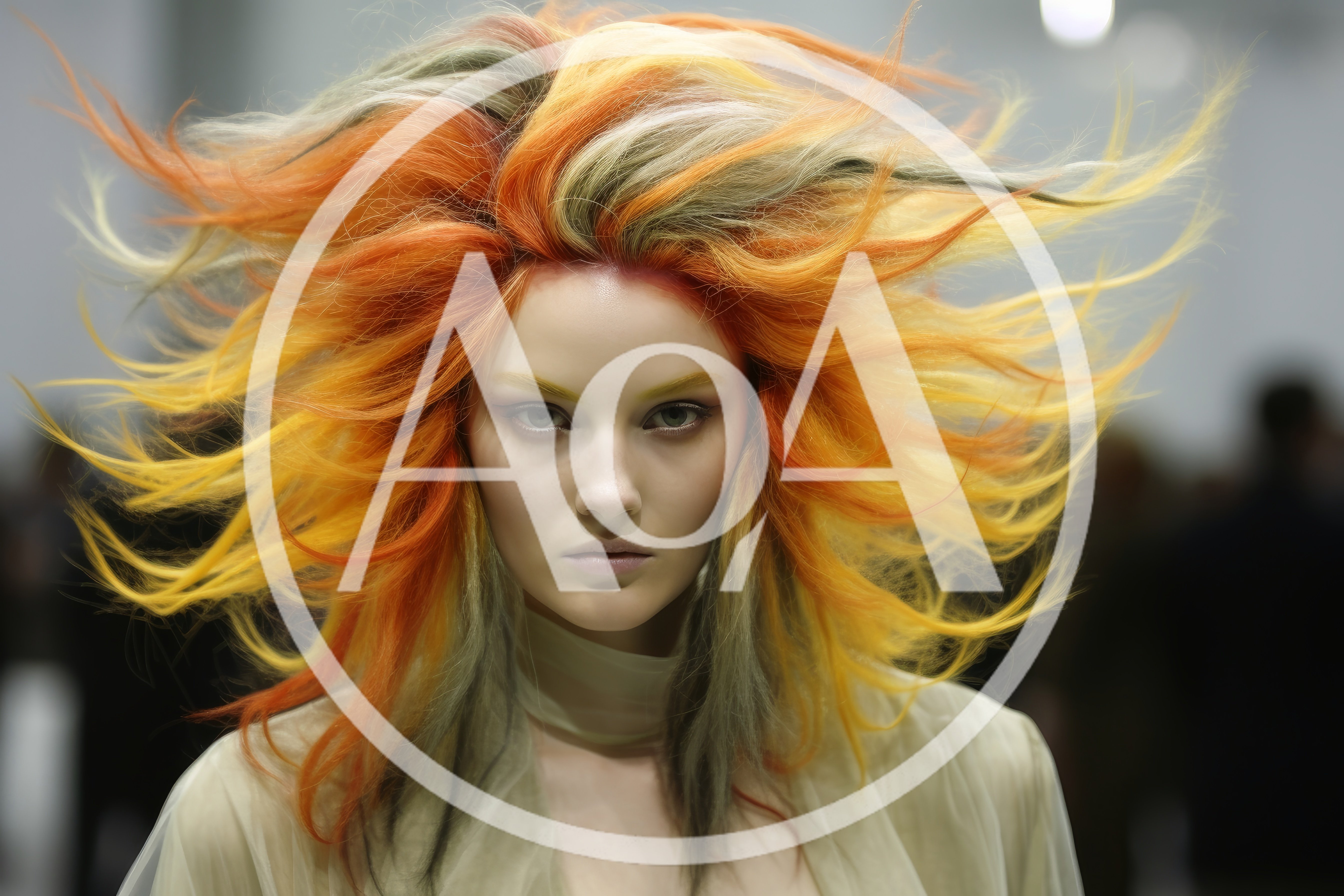 Fashion Model With Vibrant Multi-Colored Hair