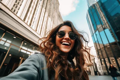 Young Woman Taking A Selfie In A City
