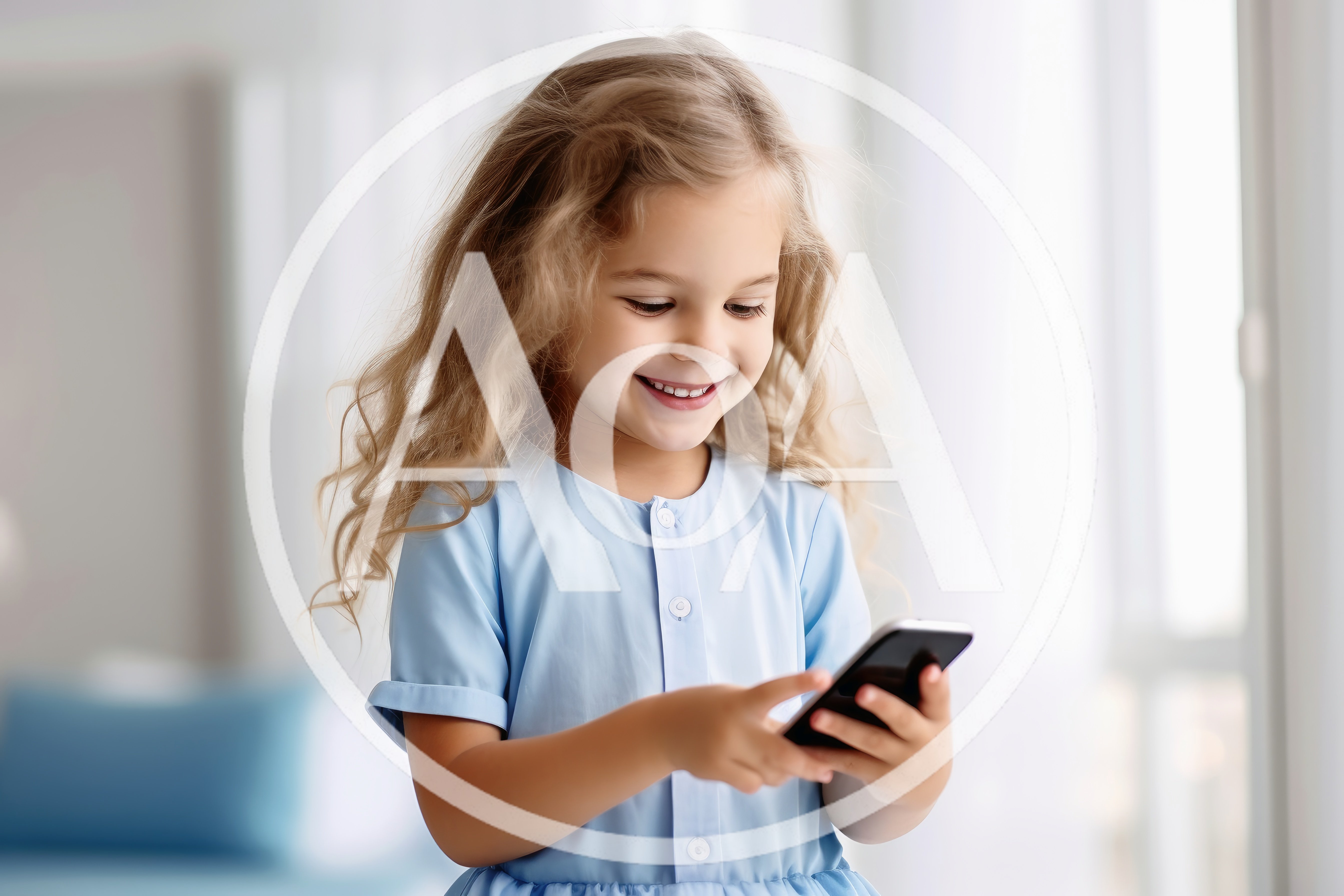 A happy young girl with her smartphone.